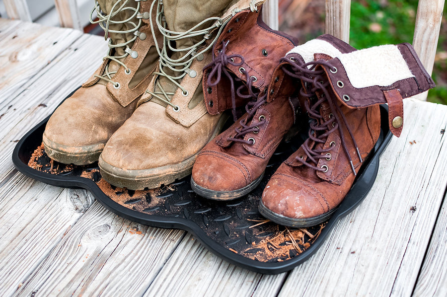 Camco Shoe Tray Multi-Purpose with Anti-Slip Pattern – Perfect for Holding Work Boots, Tools and Pet Accessories; Protects Your Floor from Messes; Also Great for Gardening and Outdoors! Small (42894)