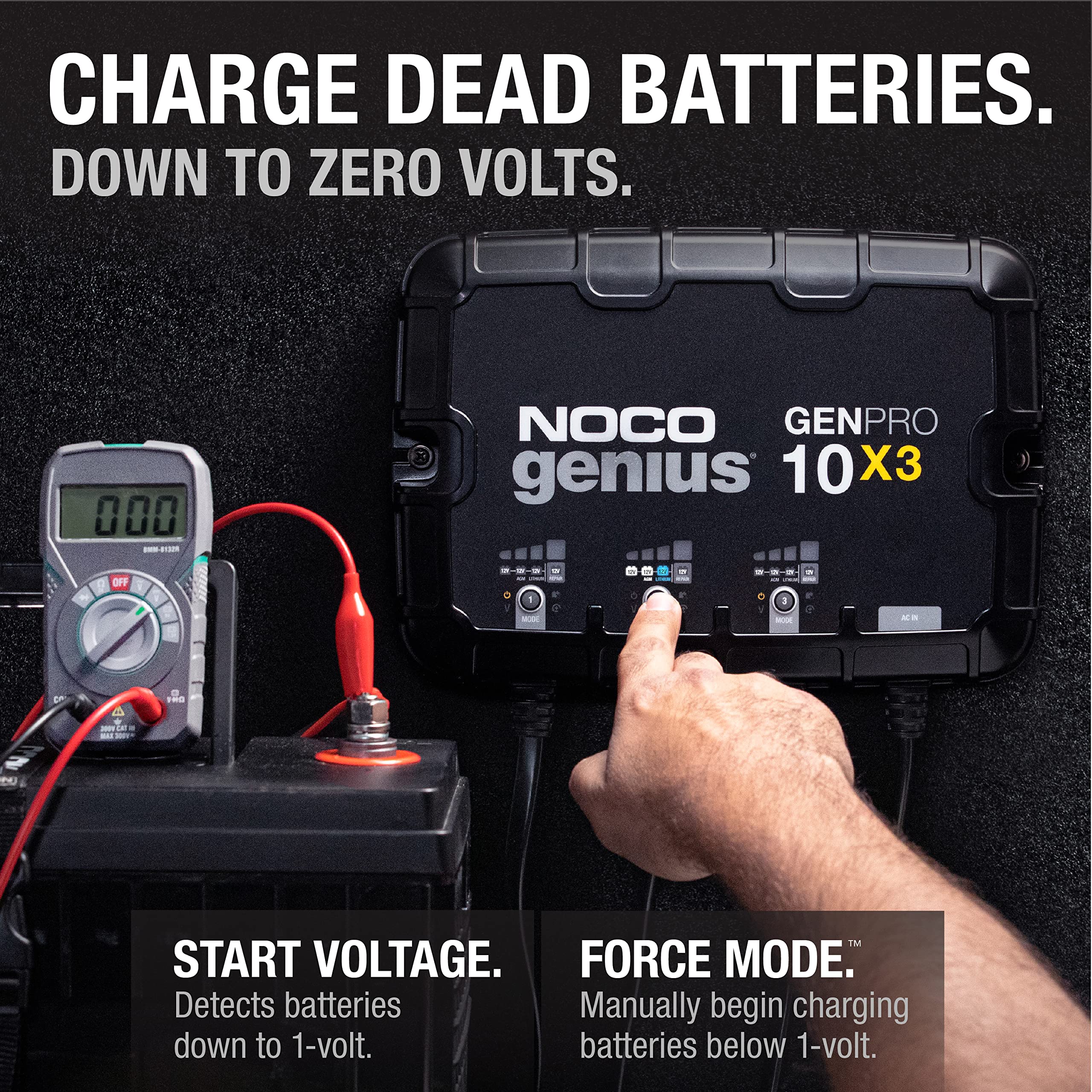 NOCO Genius 3-Bank GENPRO10X3, 30A (10A/Bank) Smart Marine Battery Charger, 12V Waterproof Onboard Boat Charger, Battery Maintainer and Desulfator for AGM, Lithium (LiFePO4) and Deep-Cycle Batteries