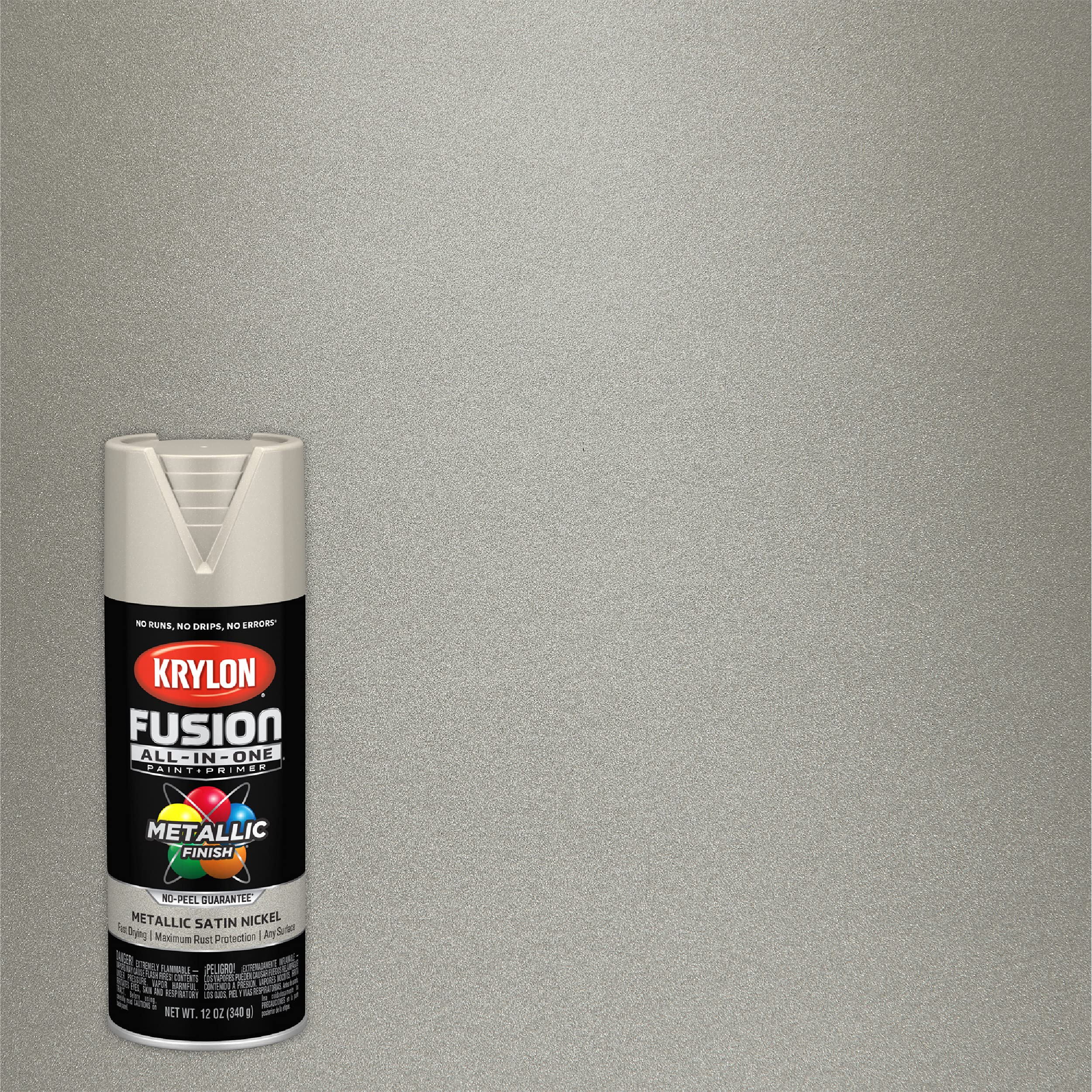 Krylon All-In-One Adhesive Spray Paint for Indoor/Outdoor Use, 12 oz, Satin Nickel
