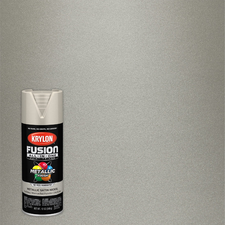 Krylon All-In-One Adhesive Spray Paint for Indoor/Outdoor Use, 12 oz, Satin Nickel