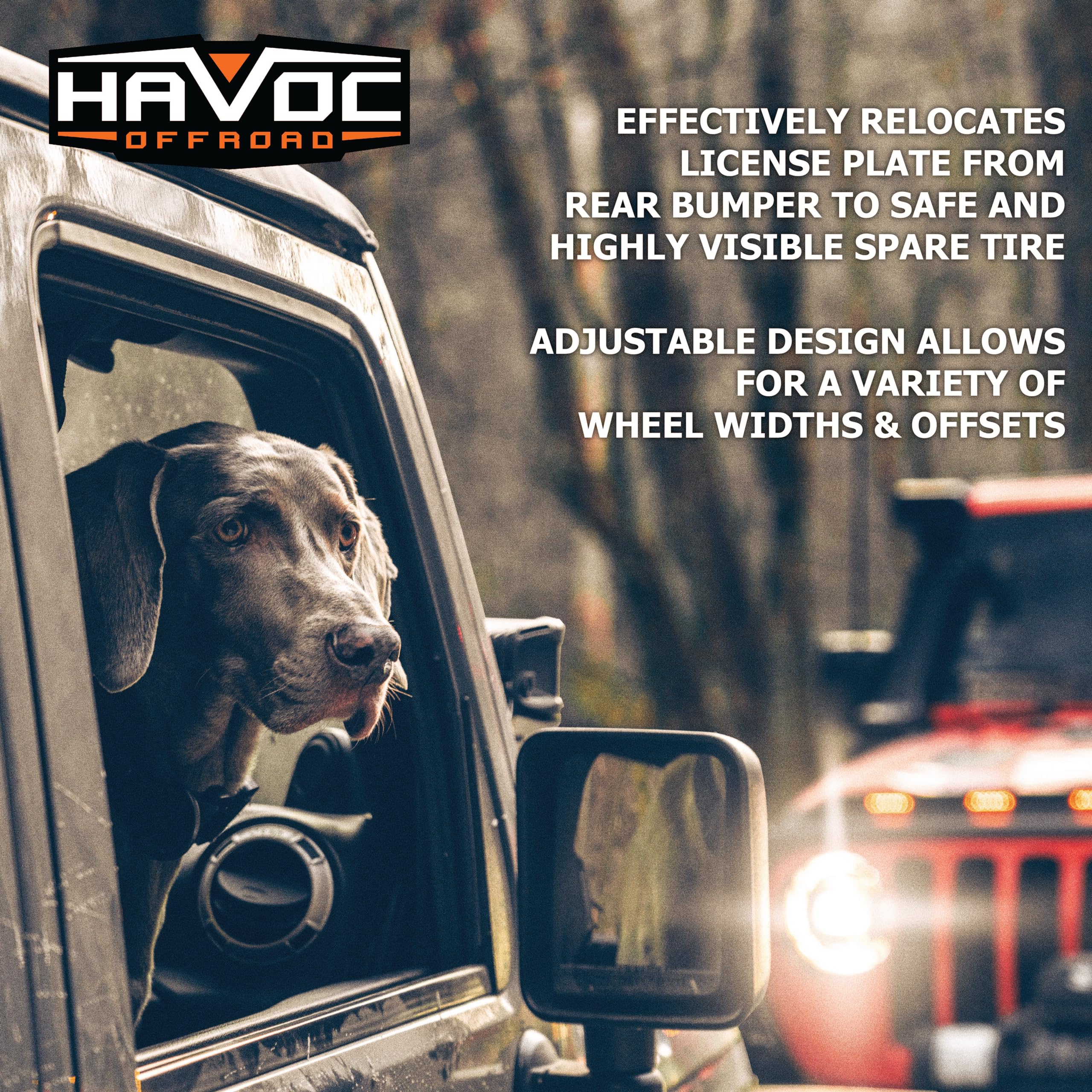 License Plate Relocation HAVOC OFFROAD for Ford Bronco | Adjustable, Steel, Black | HFB-05-001 | 2021-2025 Ford Bronco