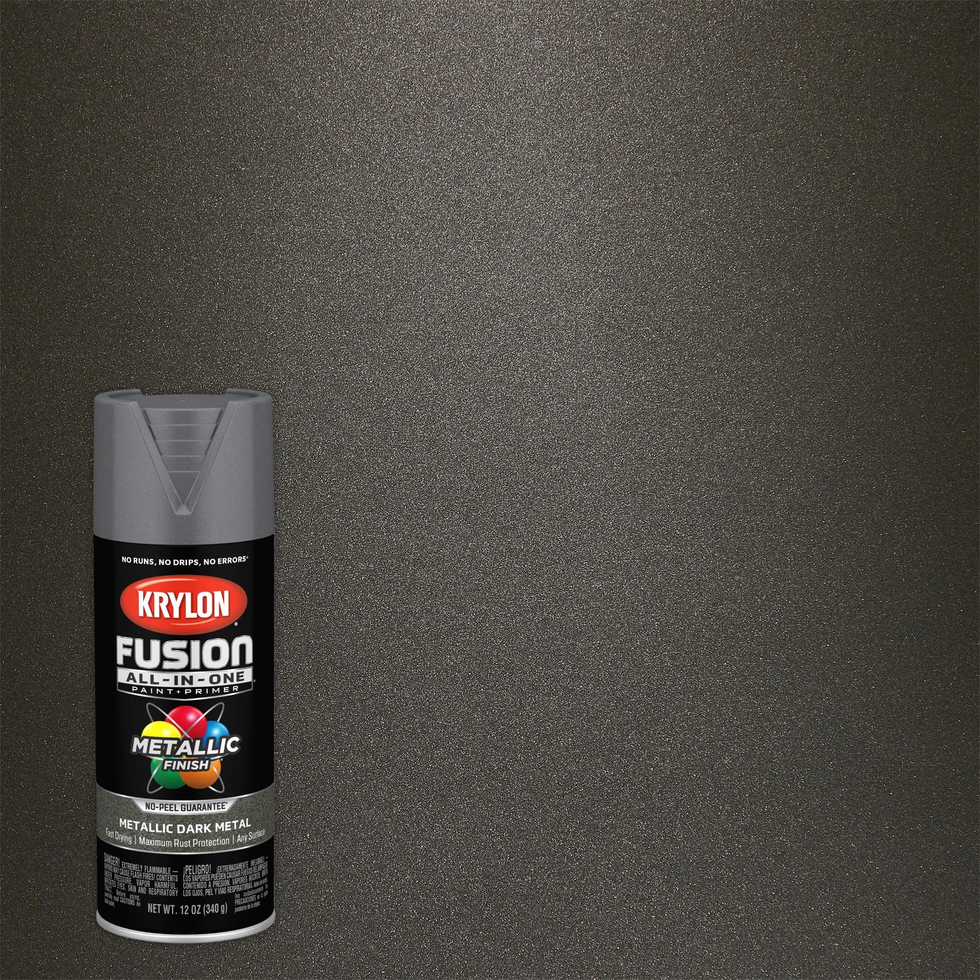 Krylon All-In-One Adhesive Spray Paint for Indoor/Outdoor Use, 12 oz, Dark Metal