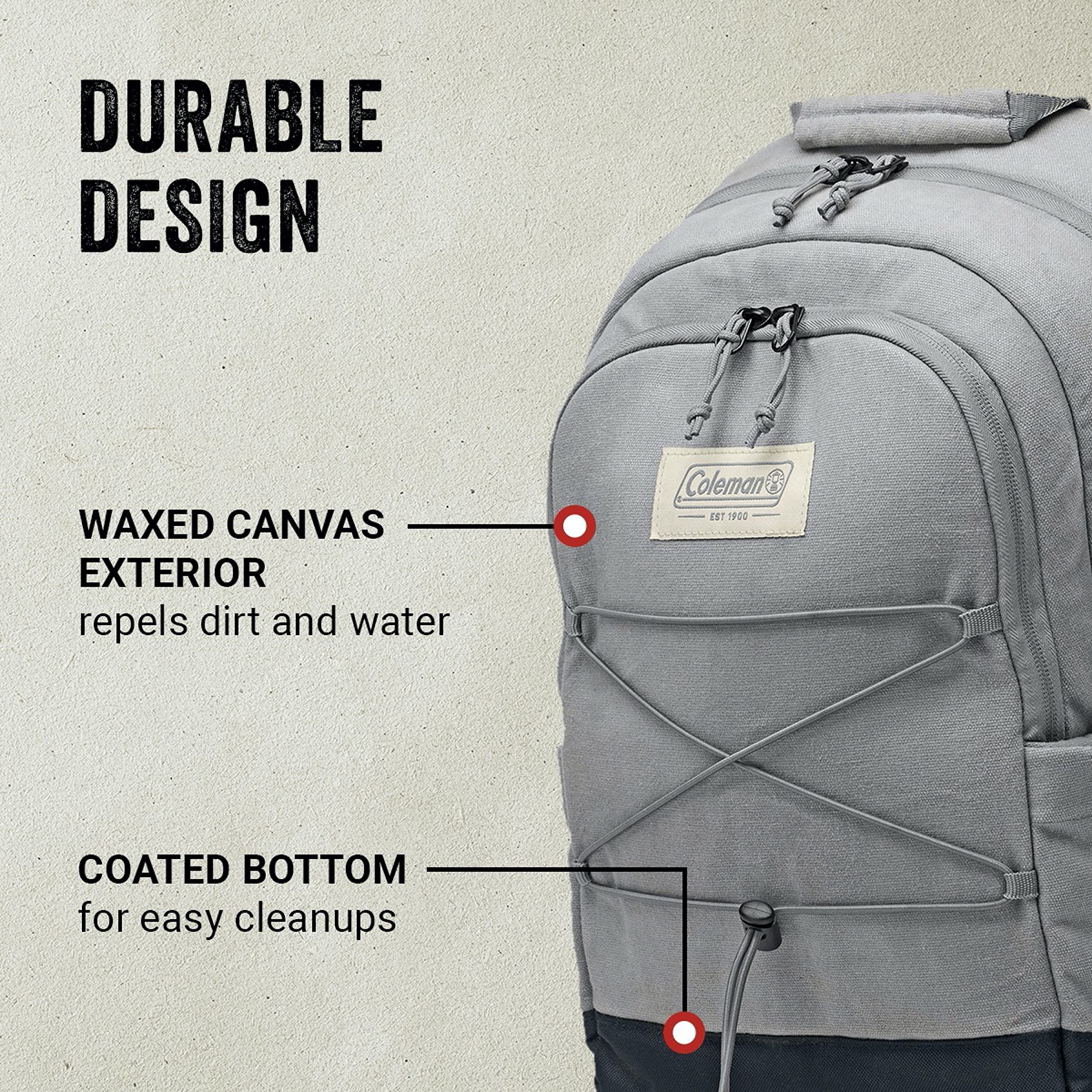 Backroads Coleman 30-Can Soft Cooler Backpack, Leak-Proof Portable Insulated Backpack Cooler, Keeps Contents Cold up to 24Hrs, Built-in Bottle Opener