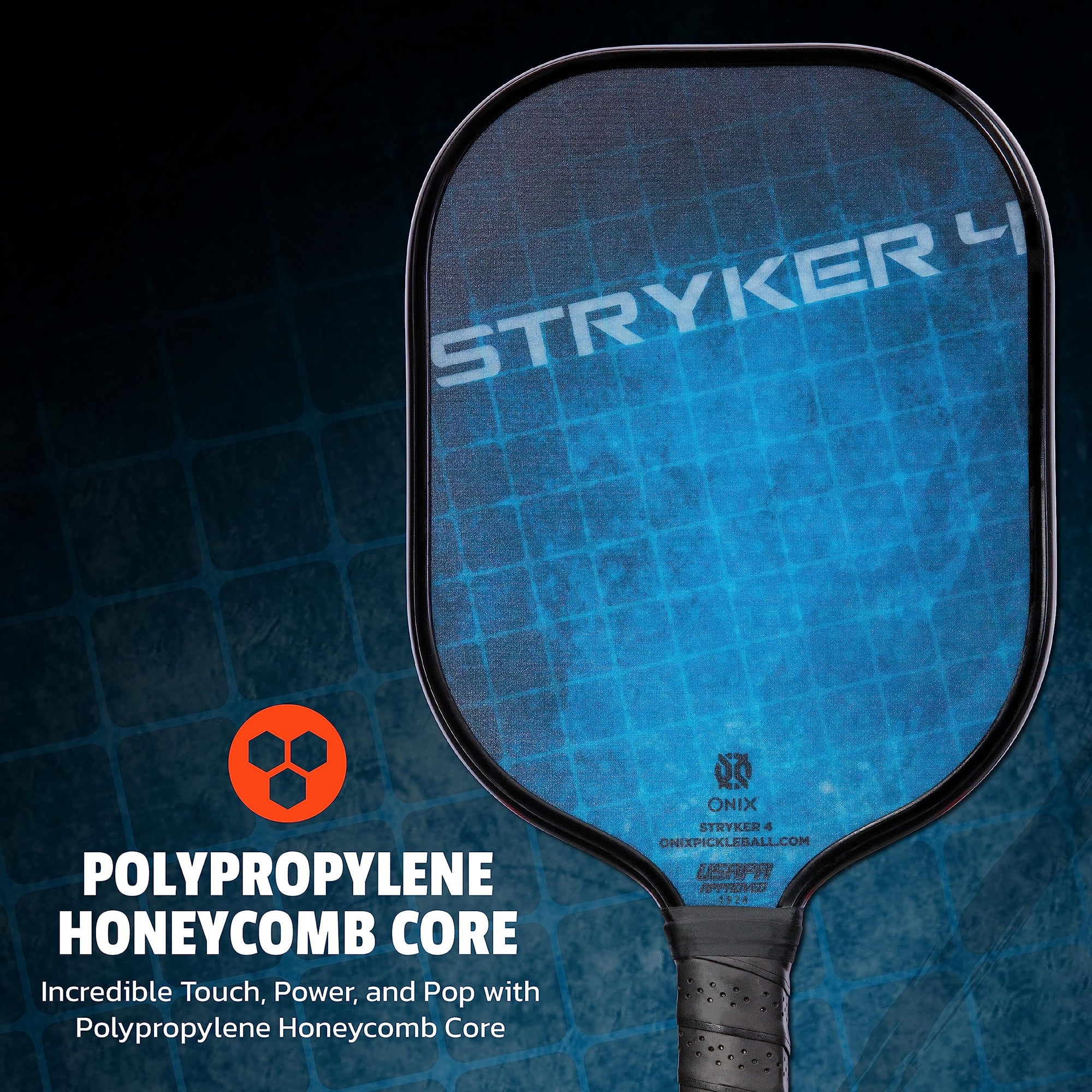 Stryker 4 Onix Composite Pickleball Every Level Oversized Paddle Shape– Blue