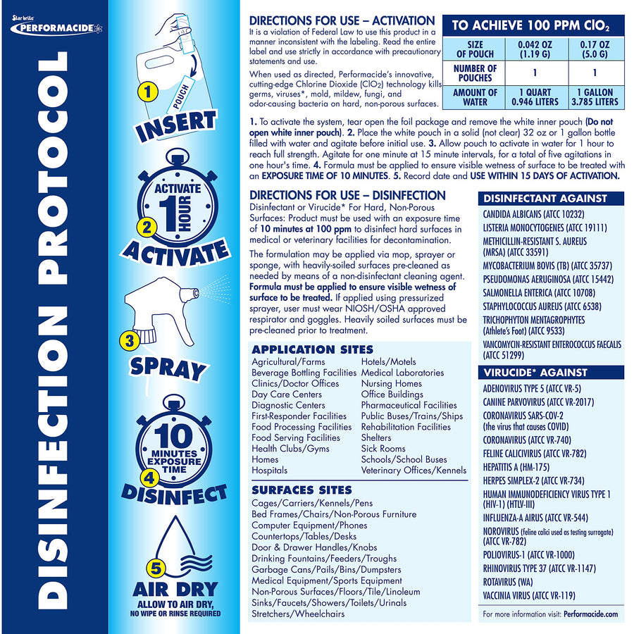 Mold & Mildew Eliminator Performacide - Disinfectant, Sanitizer & Deodorizer - 32 Oz Kit