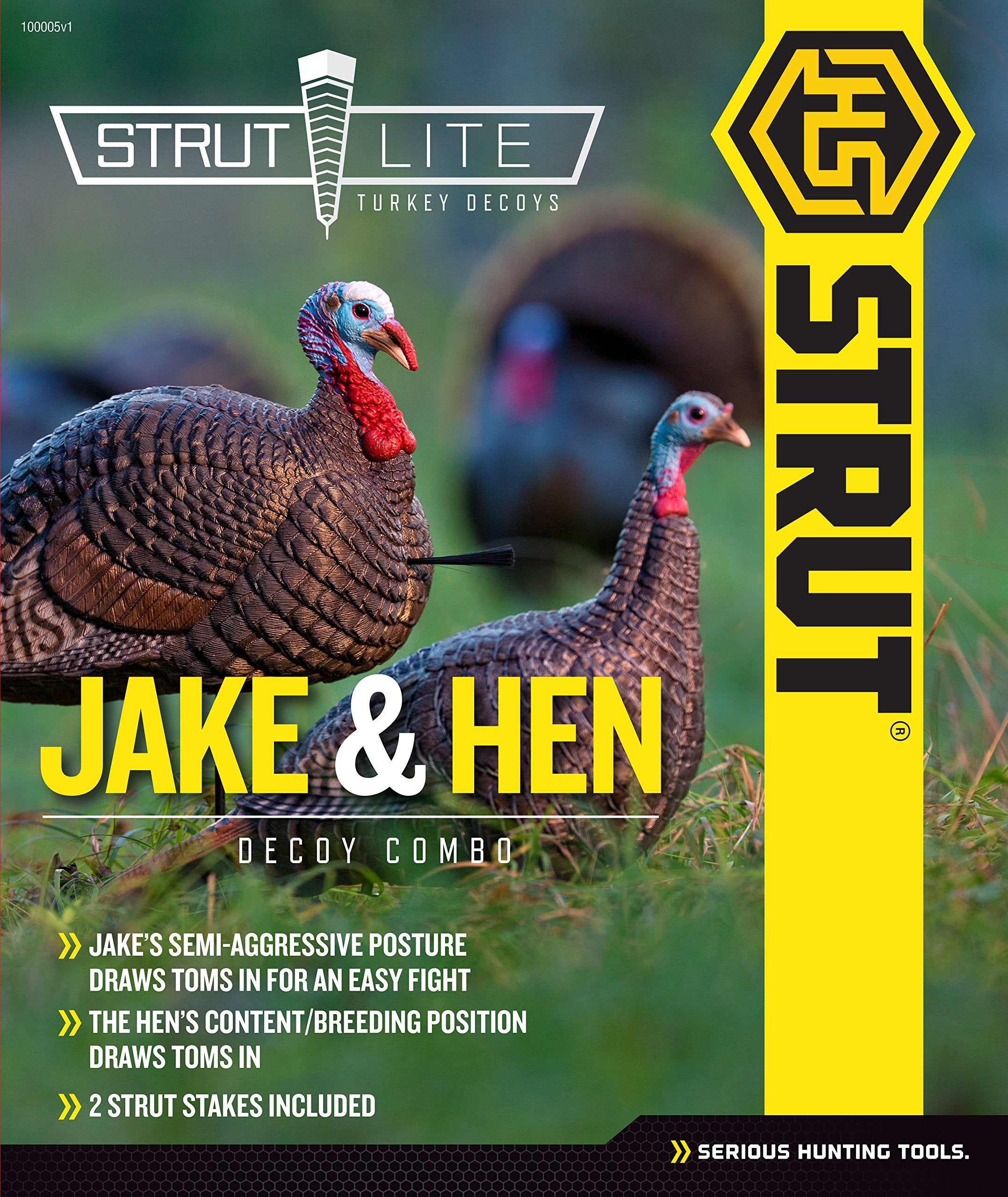 HUNTERS SPECIALTIES Lite Jake & HS Strut Feeding Hen Turkey Foldable Hollow Relaxed Body Realistic 2-Pack Couple Flock Combo Decoys