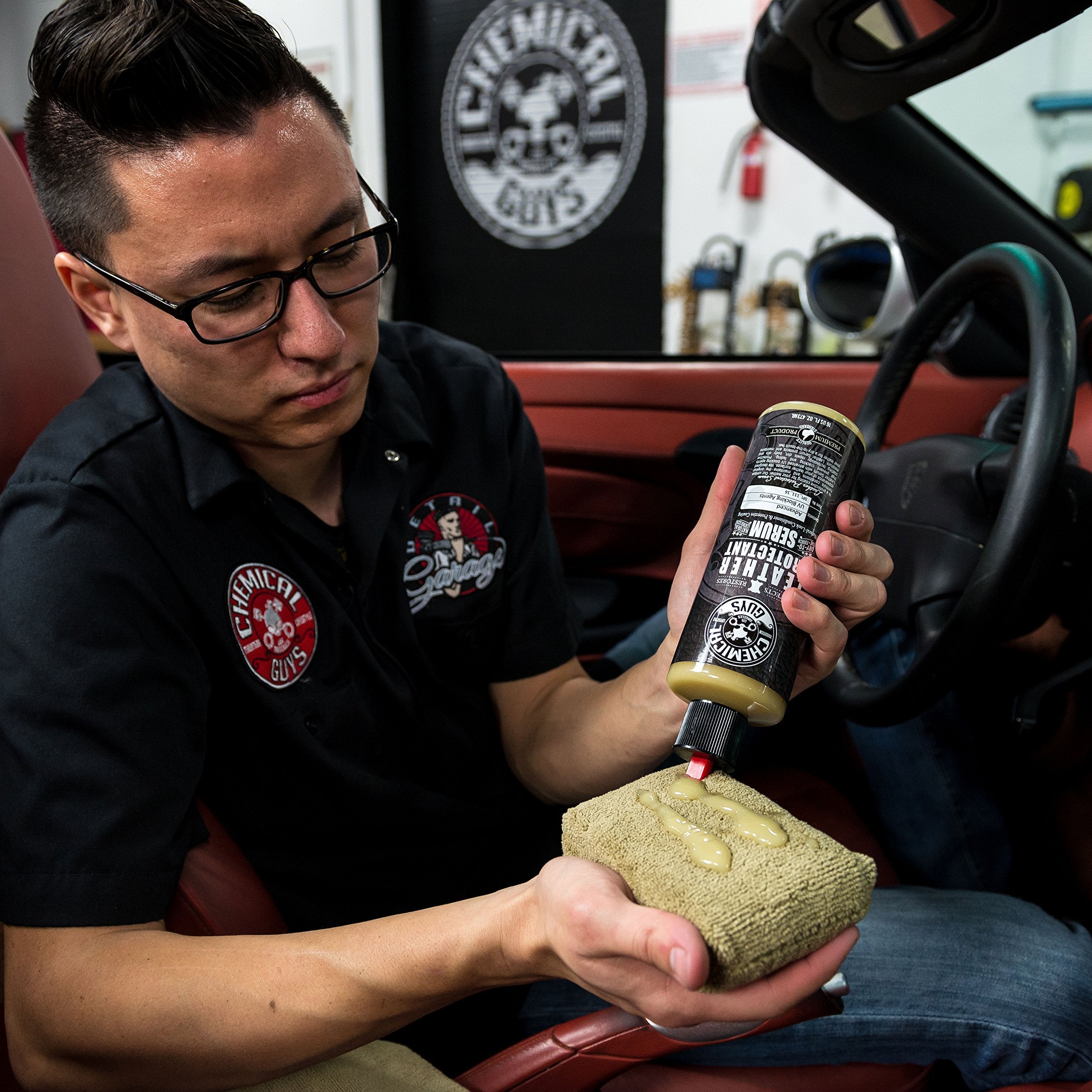 Chemical Guys Leather Protectant SPI_111_16, Dry-to-The-Touch Serum for Car Interiors, Furniture, Apparel, Boots, and More (Works on Natural, Synthetic, Pleather, Faux Leather and More), 16 fl oz