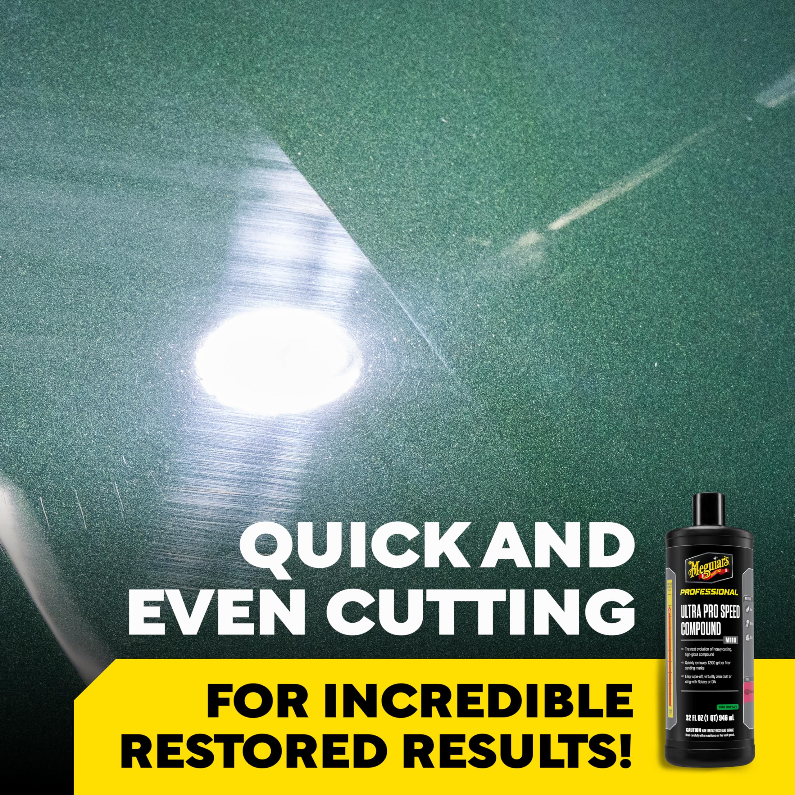 Mirror Glaze Meguiar's M11032 Ultra Pro Speed Compound, Rubbing Compound for Cars Removes Up to 1,200 Grit Sanding Marks and Leaves a Swirl-Free, High-Gloss Finish, 32 Oz or 1 Gal