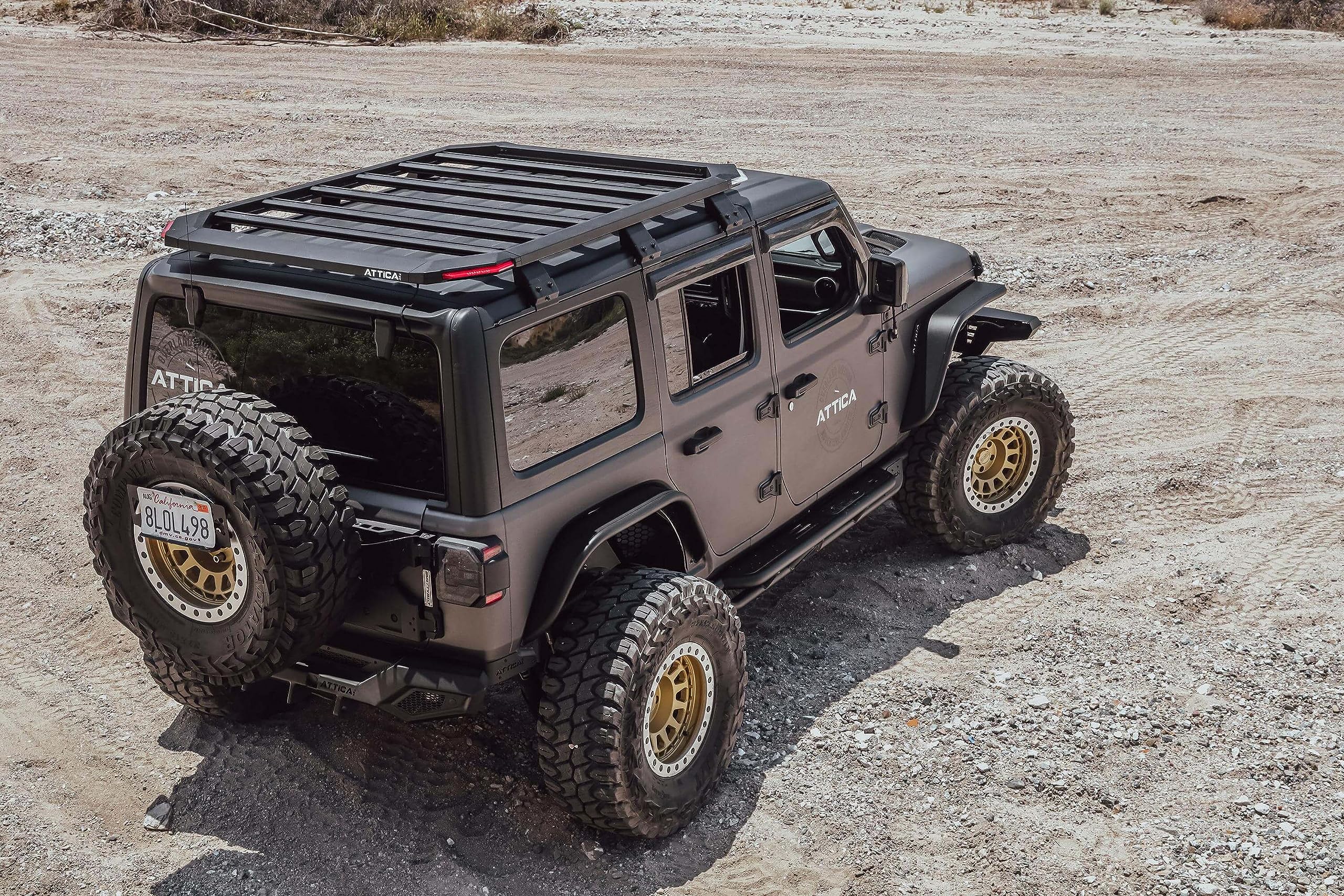 Attica4x4 Cobra Tek - Frontier Series Roof Rack | Compatible with Jeep Wrangler JL (2018-2023) | Durable, Stylish, and Functional 4DR Full Size Rack with LED Lights | Black Aluminum.