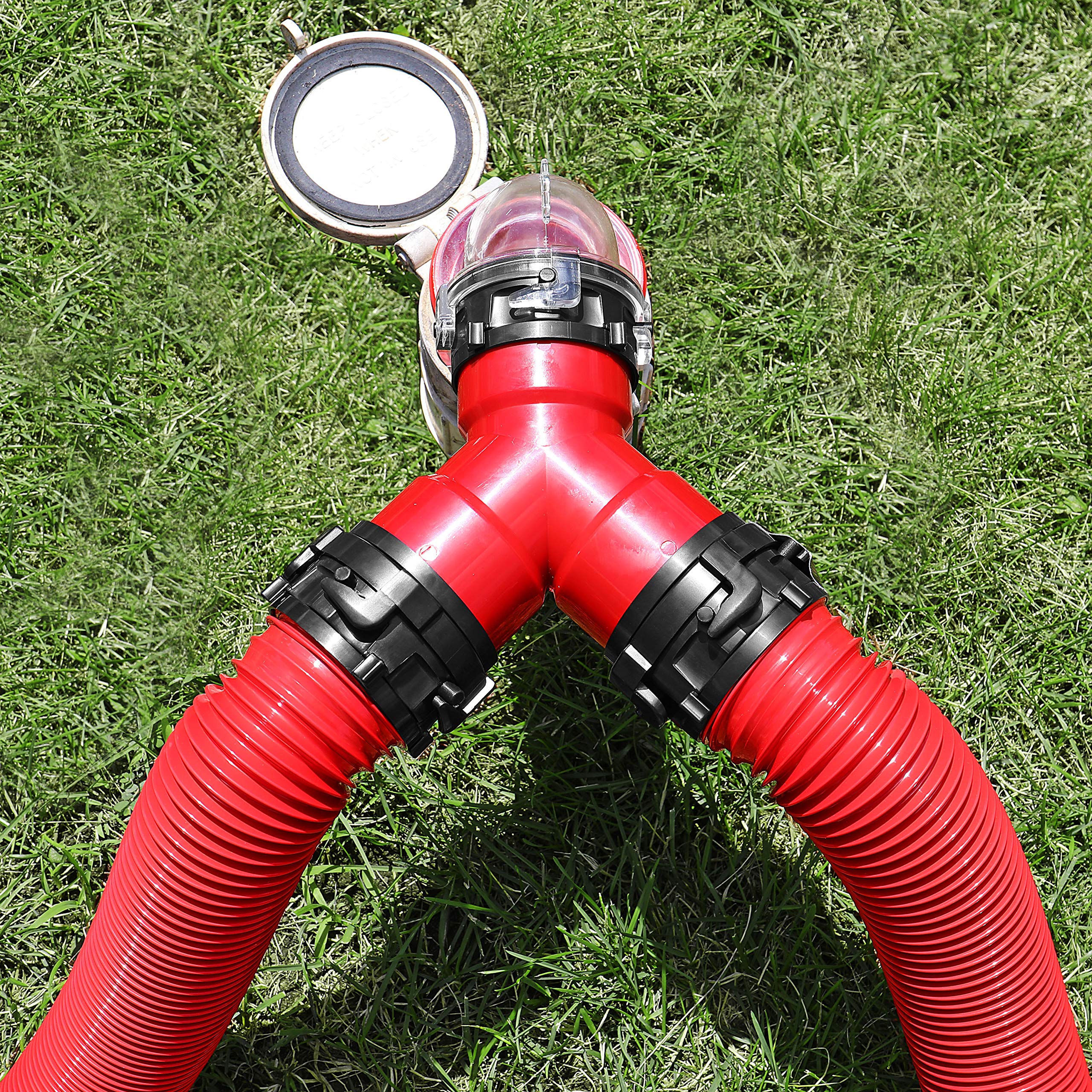 3" Valterra F02-2030 Rotating RV Wye with Bayonet Fittings, Red
