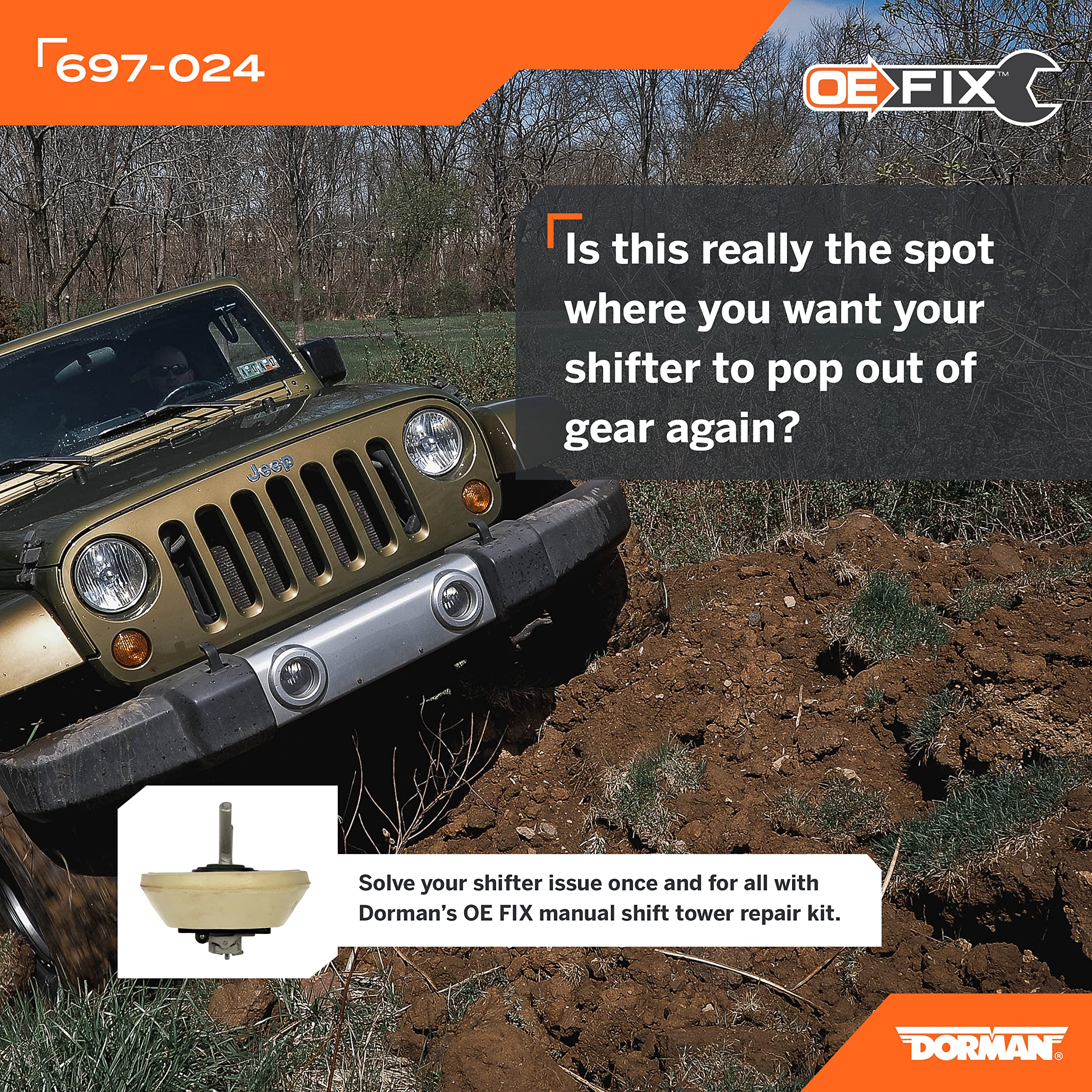 Dorman Manual Trans Shift Tower Kit 697-024 Compatible with Select Jeep Models (OE FIX)