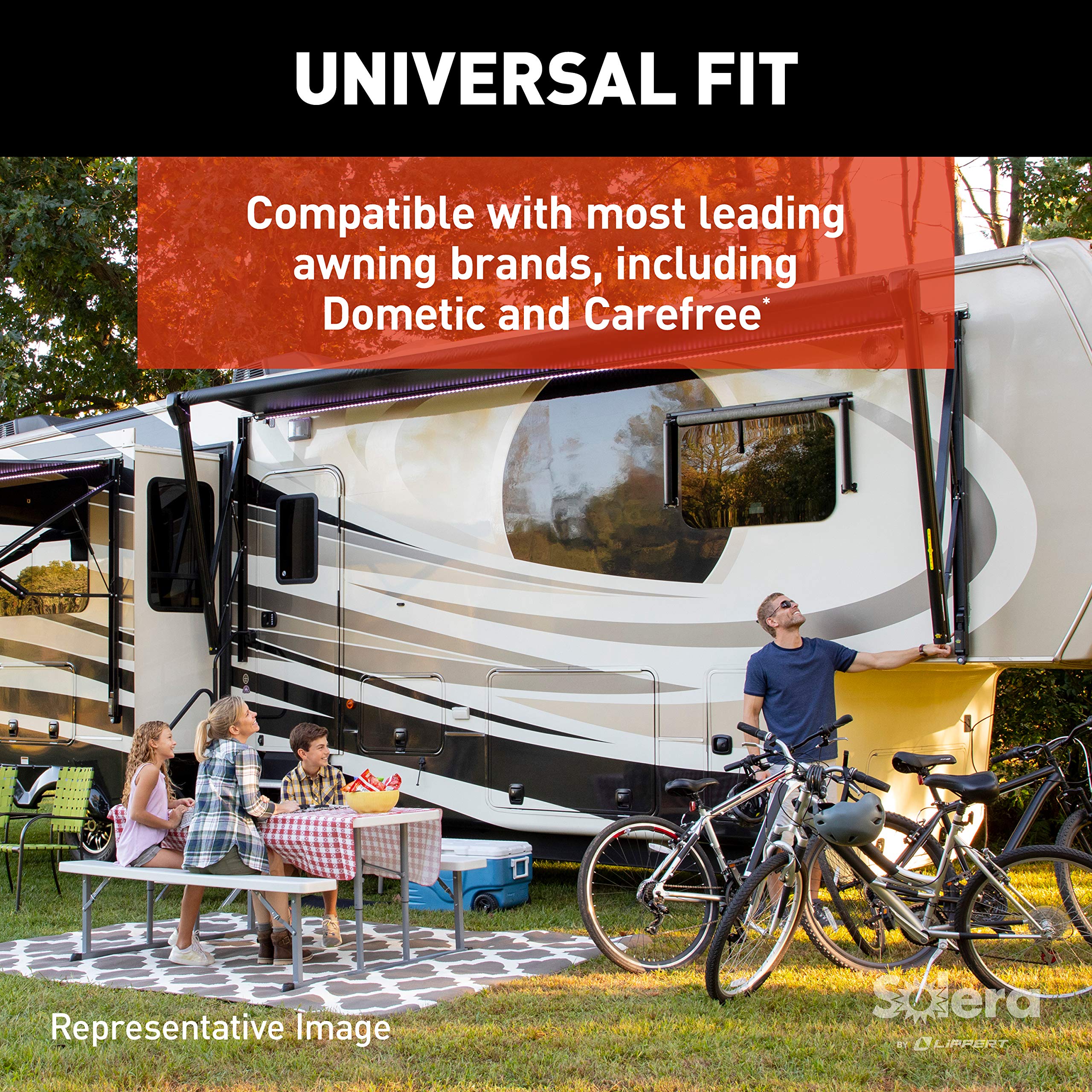 12V Solera Smart Arm Awning Hardware Kit for 5th Wheel RVs and Travel Trailers - Standard - White