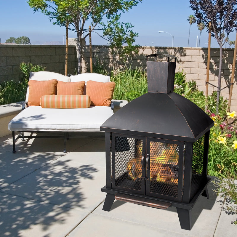 GHP Group Pleasant Hearth OFW577HC Stratford House Wood Burning Fire Pit