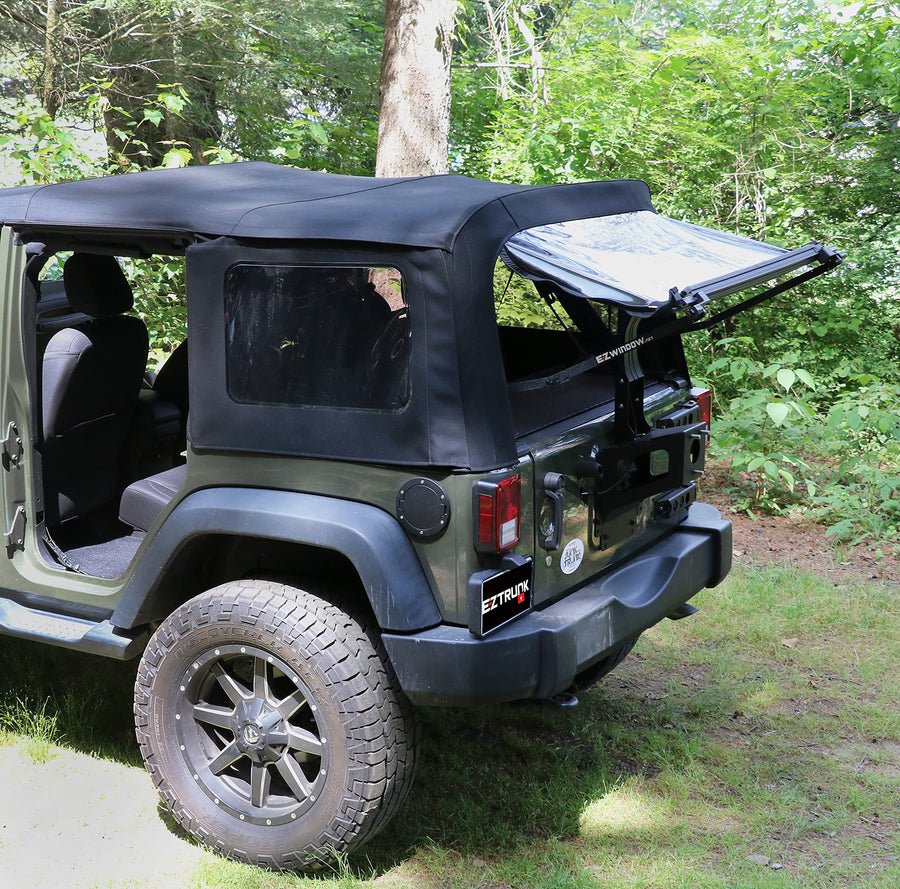 EZWINDOW Rear Window Soft top Makes Your Stay up Like a Hard top Hatch, Connects to existing Window, Drive with it up, Now Easy to use, Fits Jeep Wrangler JK 2007-2018, 2D - Slant Top