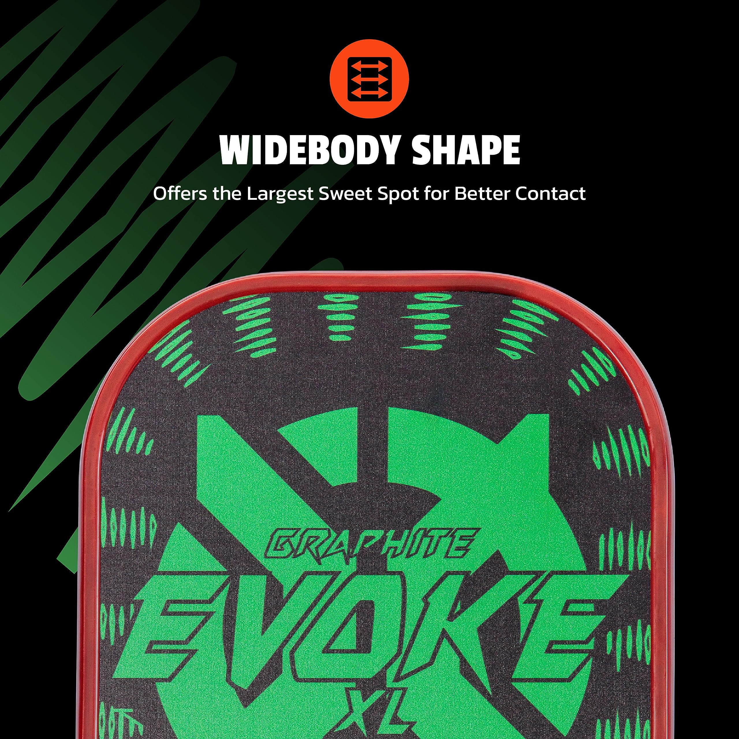 Evoke XL Onix Graphite Pickleball Paddle Features Polypropylene Core, Graphite Face, and Oversized Shape, Green