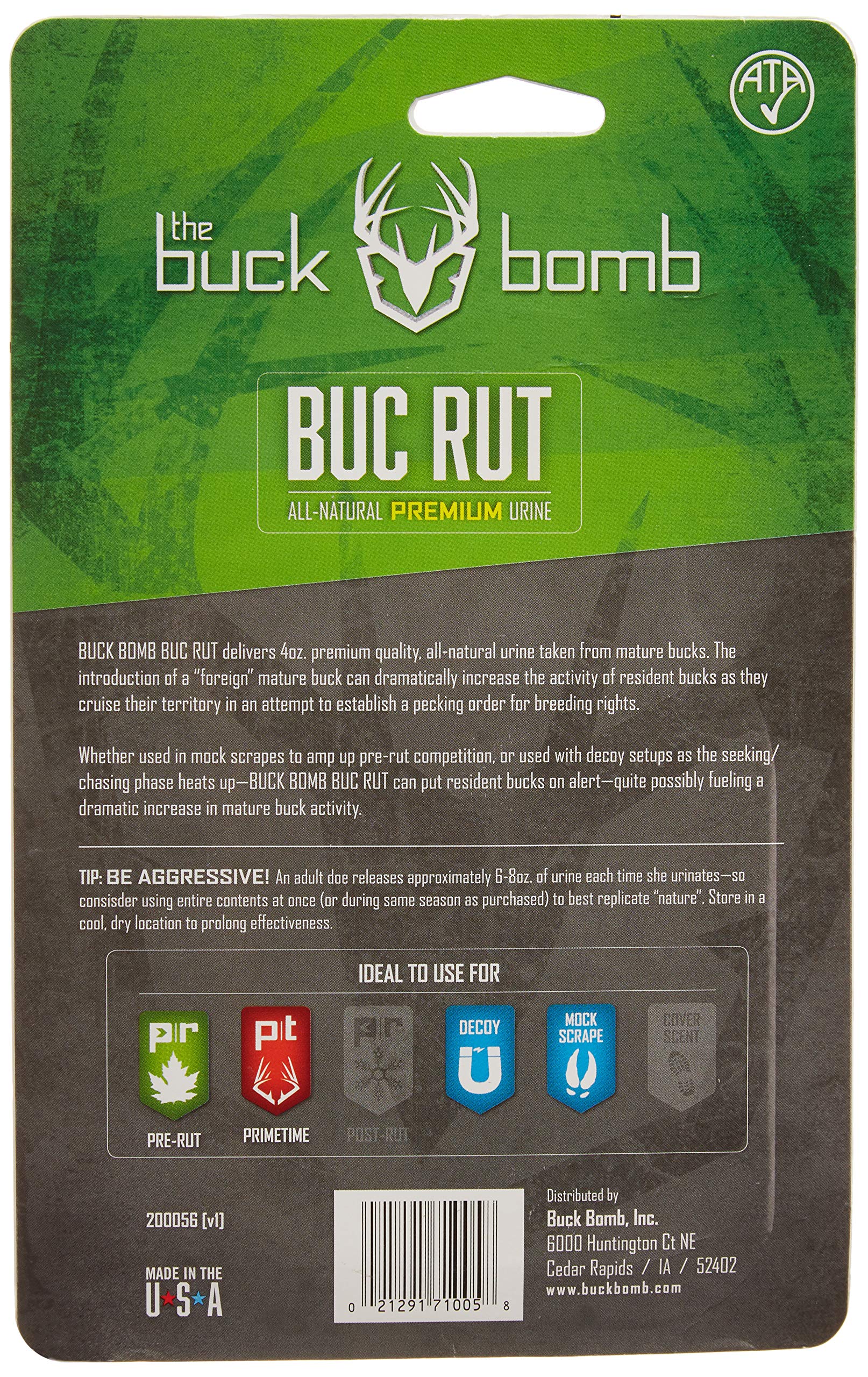 Buck Bomb Natural Hunters Specialties BUC Rut Liquid Scent w/Wicks | Deer Buck Lure Hunting Primetime Pre-Rut Scent Attractant for Hunting, 4 Oz (118 ml.)
