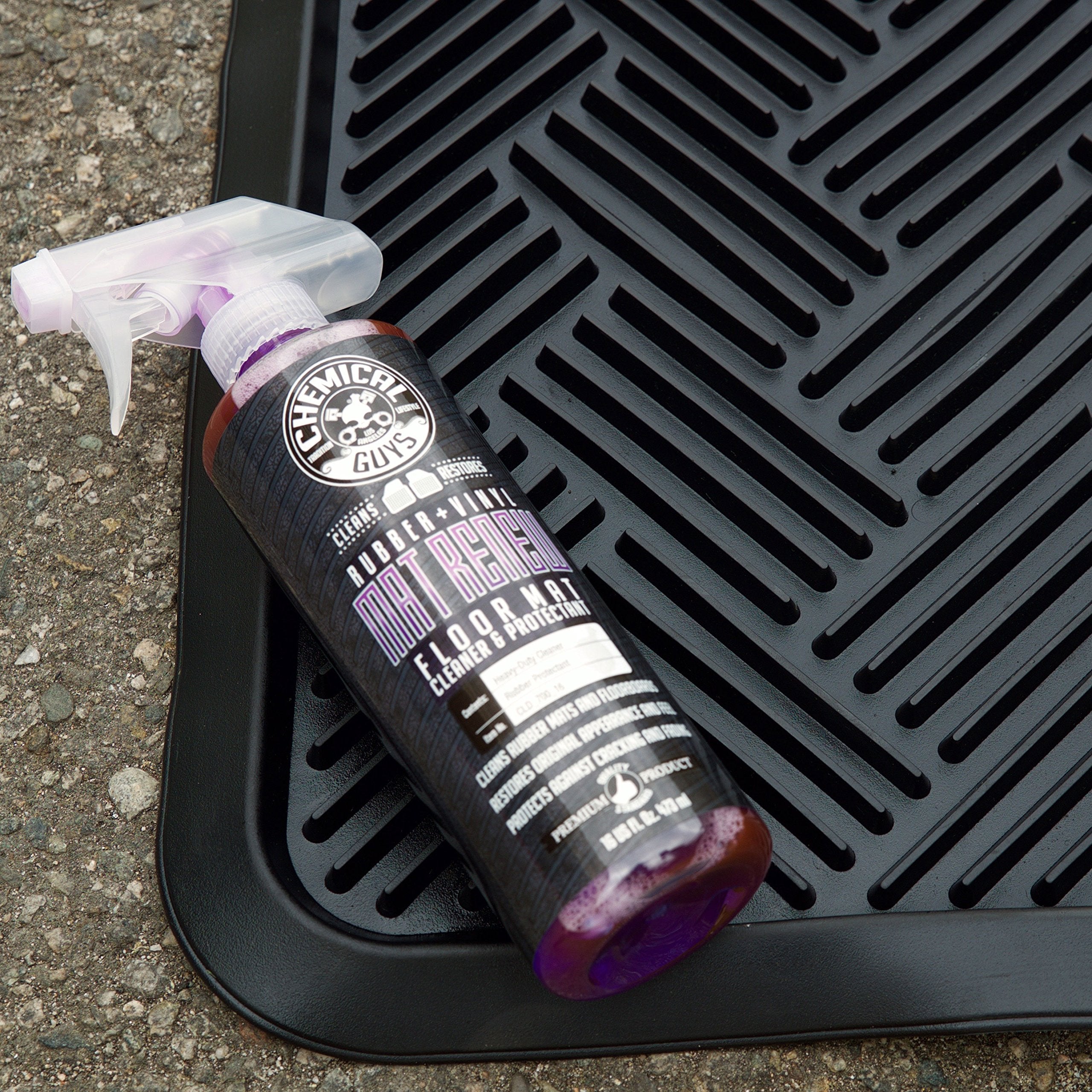 Chemical Guys Rubber and Vinyl Mat Renew Car Floor Cleaner & Protectant - Cleans & Restores Liners, Running Boards, Safe for Cars, Trucks, SUVs, and More - 16 oz