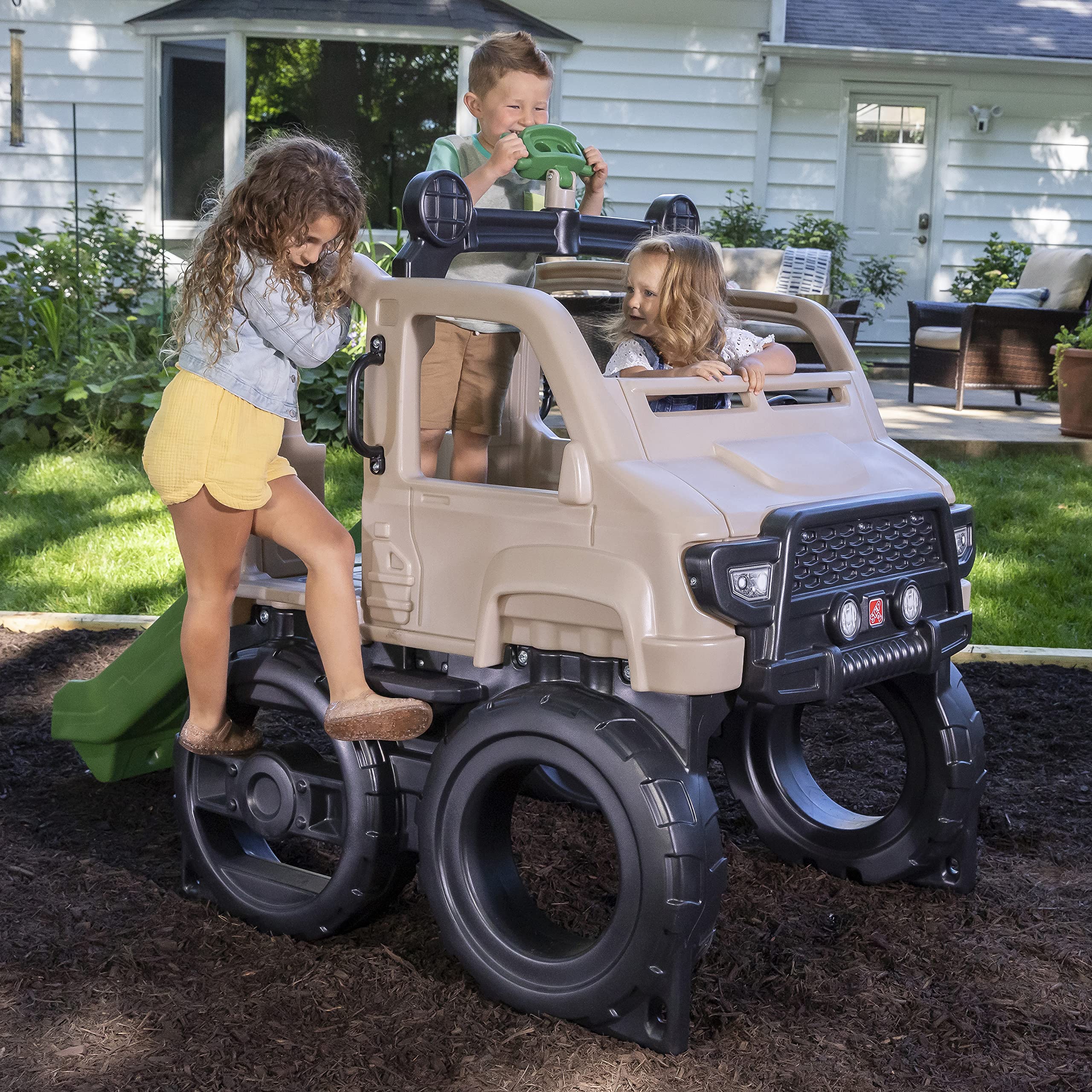 Step2 Kids Outdoor Playset, Truck Climber, Backyard Playground Set, Slide & Climbing Wall, Outside Jungle Gym, for Toddlers 2-5 Years Old