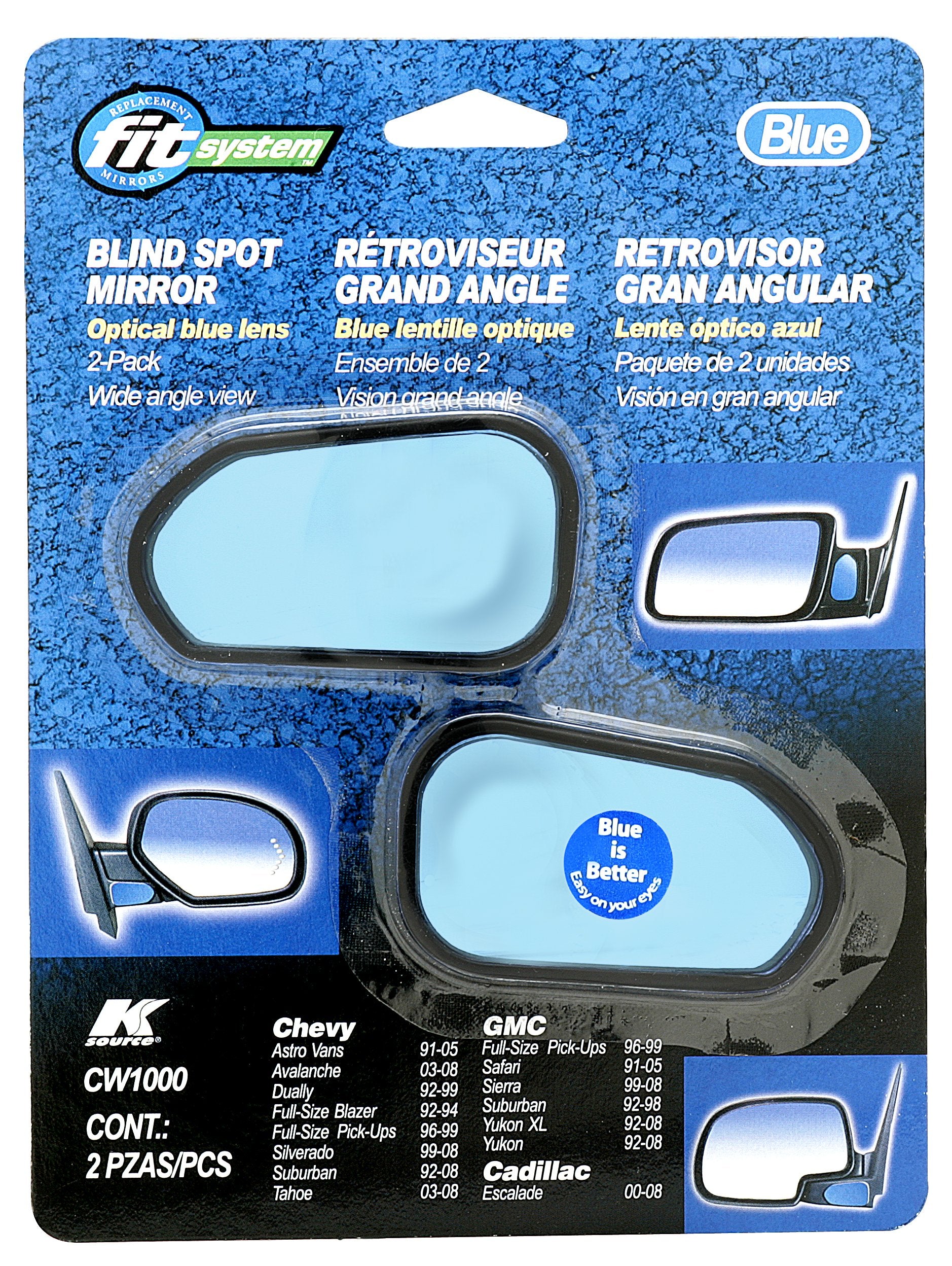 K Source Custom Blue Spot Mirror Fit System 1991-2007 Silverado, Sierra, Escalade (2pcs)