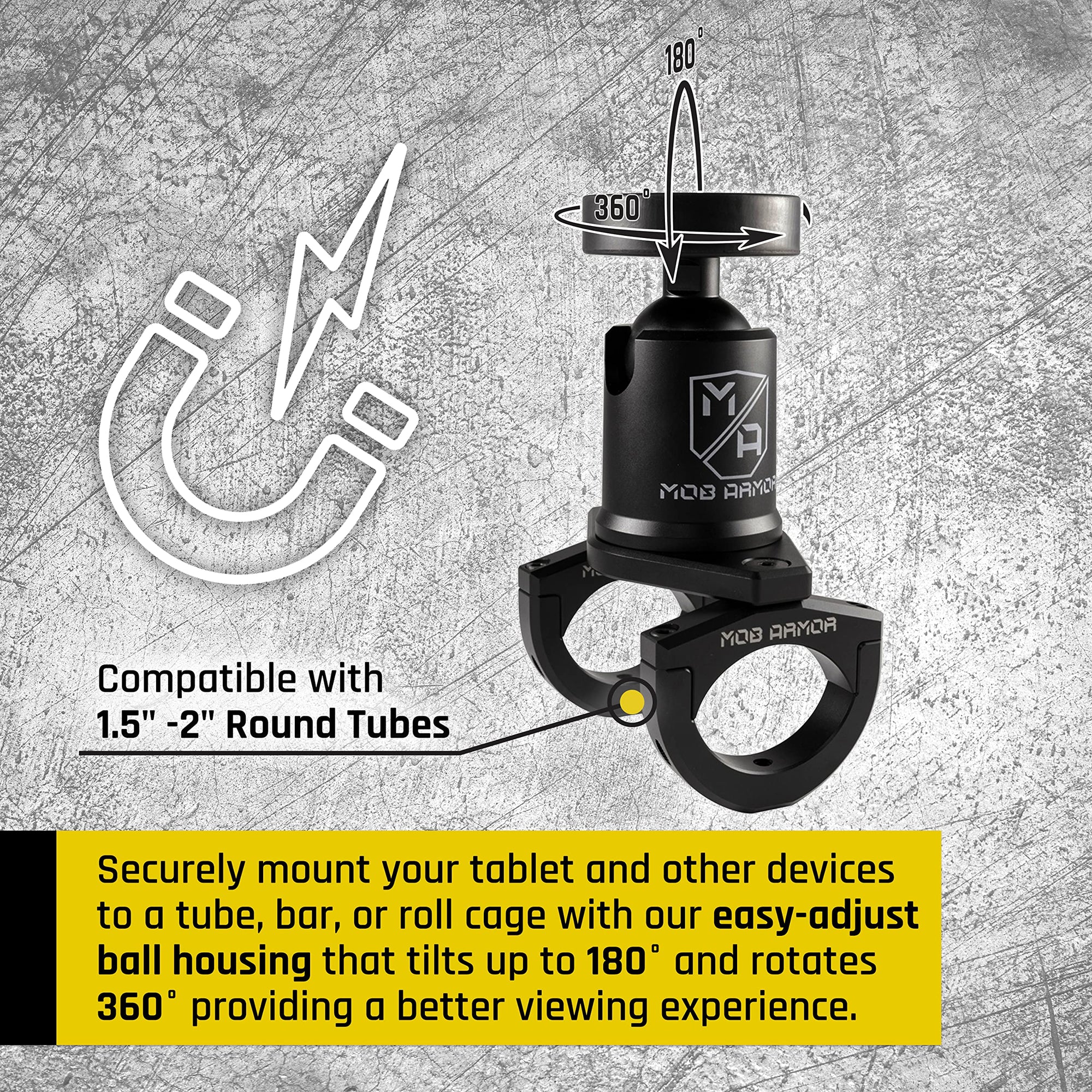 TabNetic Maxx Tube Mount Mob Armor Compatible with iPad, Android, Microsoft Surface Tablets