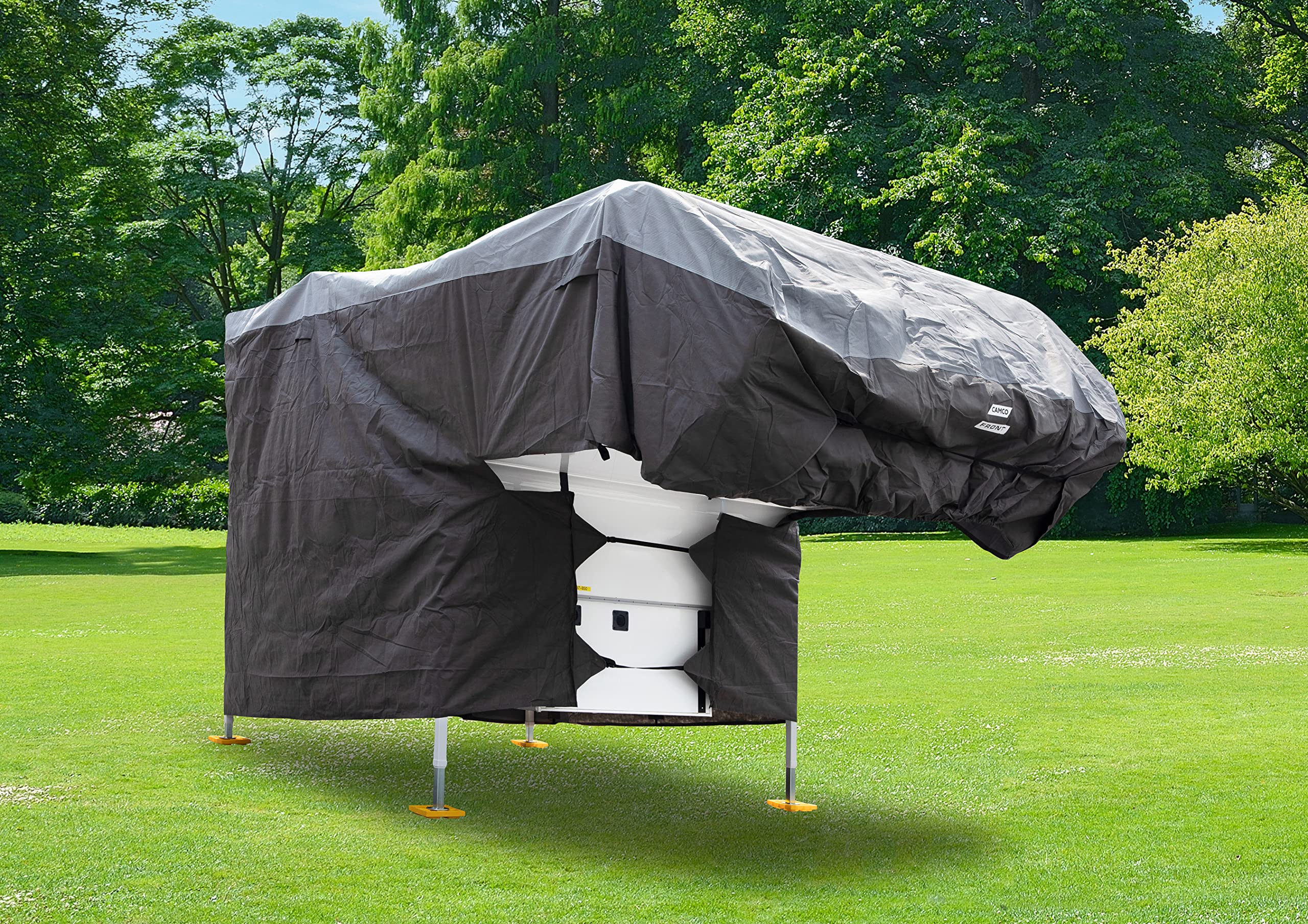 Camco Camper & RV ULTRAGuard Cover - Fits Slide-in Campers Up to 18' 2" - Features Zipper Entry Doors & Covered Air Vents - Crafted of Polypropylene - Storage Bag Included (45770)