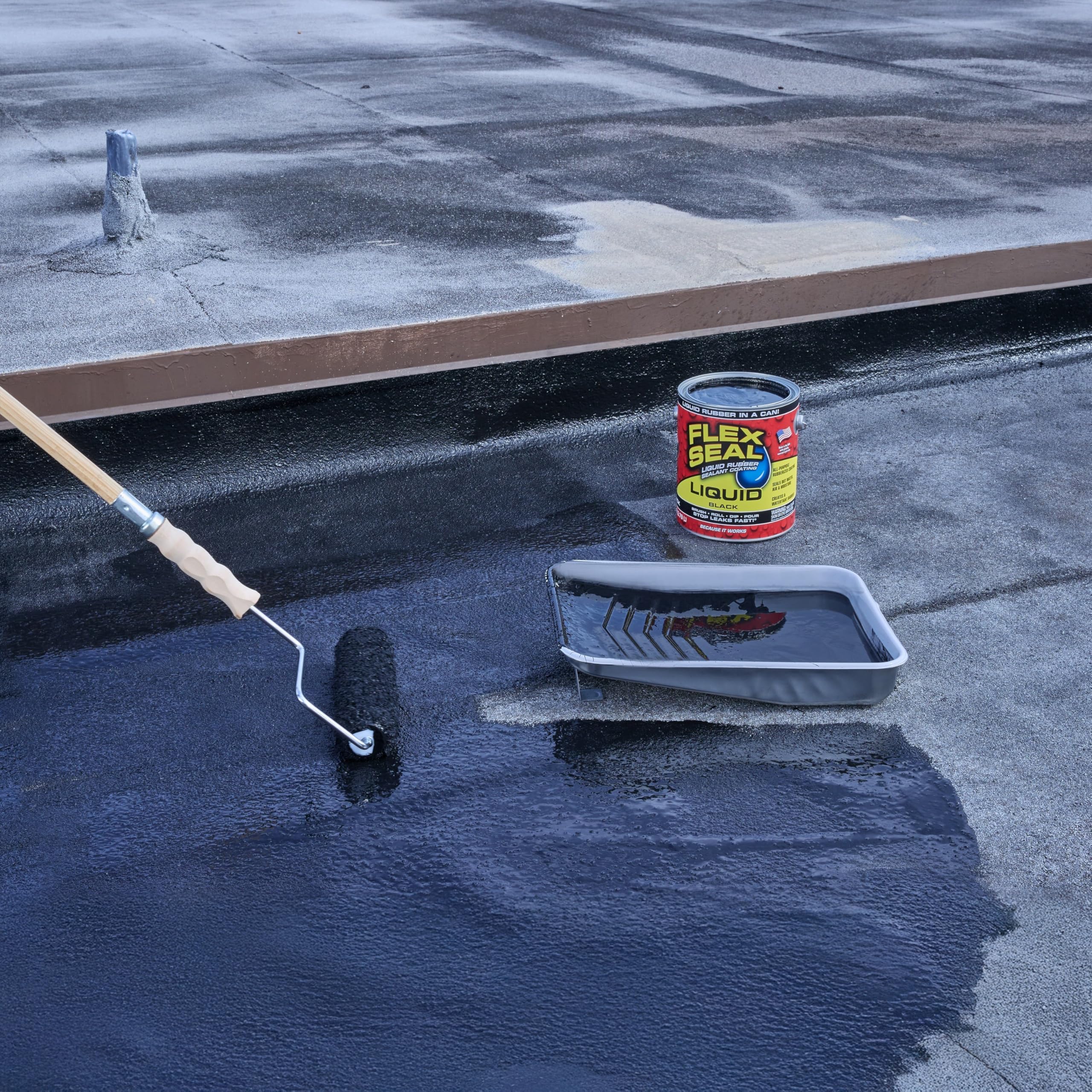 Rubber Coating Sealant, Flex Seal Liquid, Waterproof, Flexible, Breathable, and UV Resistant, Roof Repair, Basements, RV, Campers, Trailers, Marine, EPDM, Masonry, Black, 1 Gallon