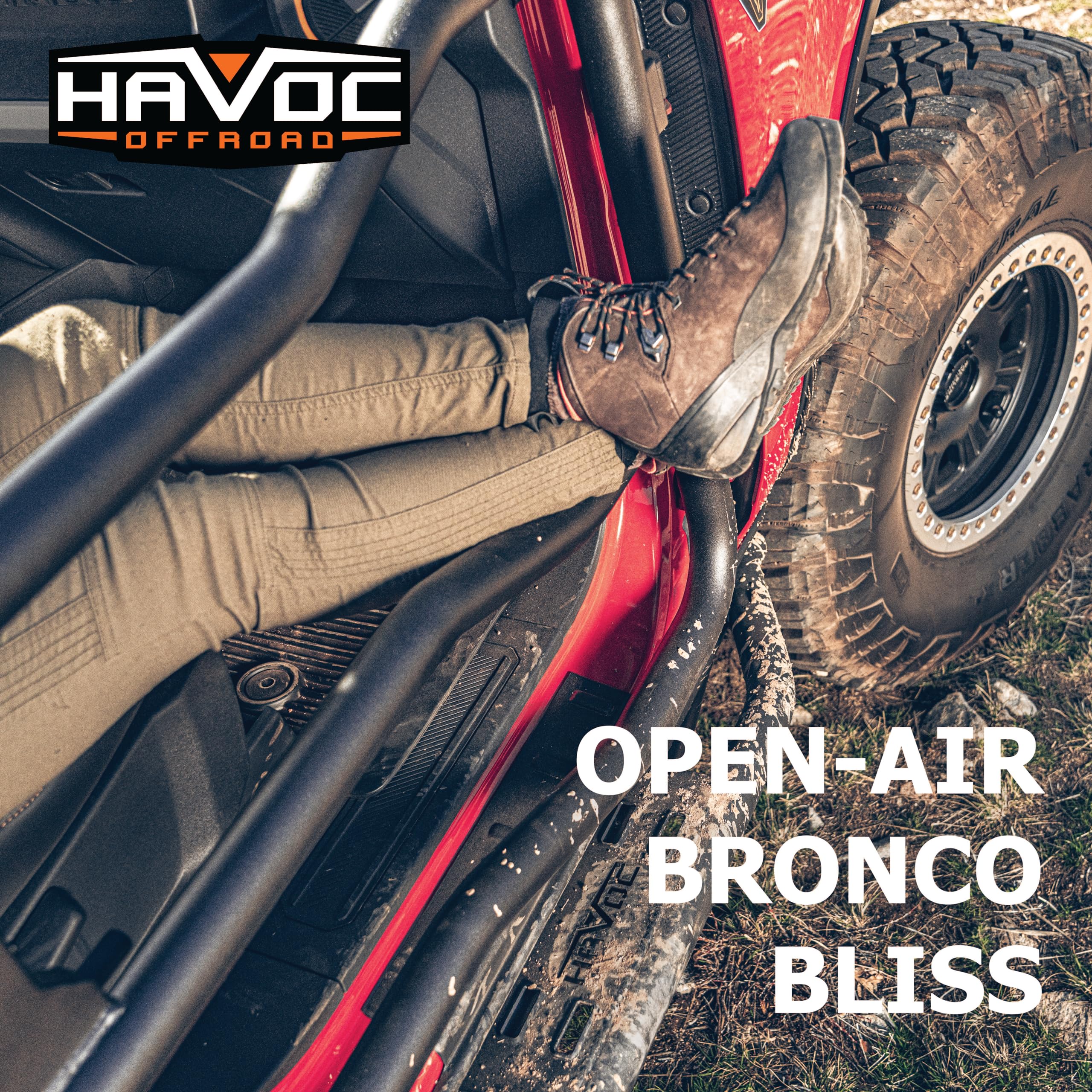 Rear Tube Doors HAVOC OFFROAD for Ford Bronco | Steel, Black, No Drill, Pair | HFB-10-003 | 2021-2025 Ford Bronco, 4-Door