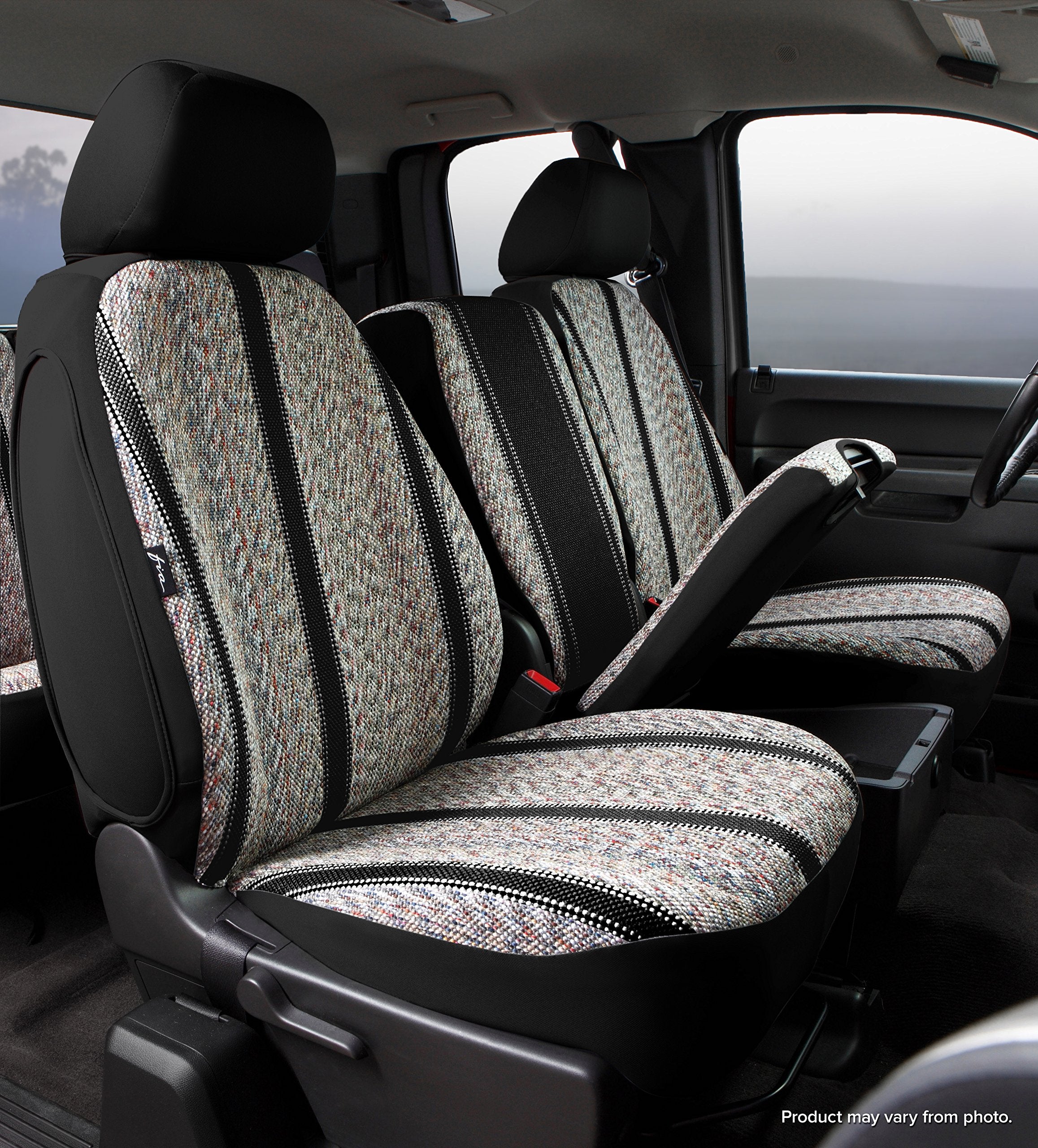 Black Fia TR49-45 Custom Fit Front Seat Cover Split Seat 40/20/40 - Saddle Blanket