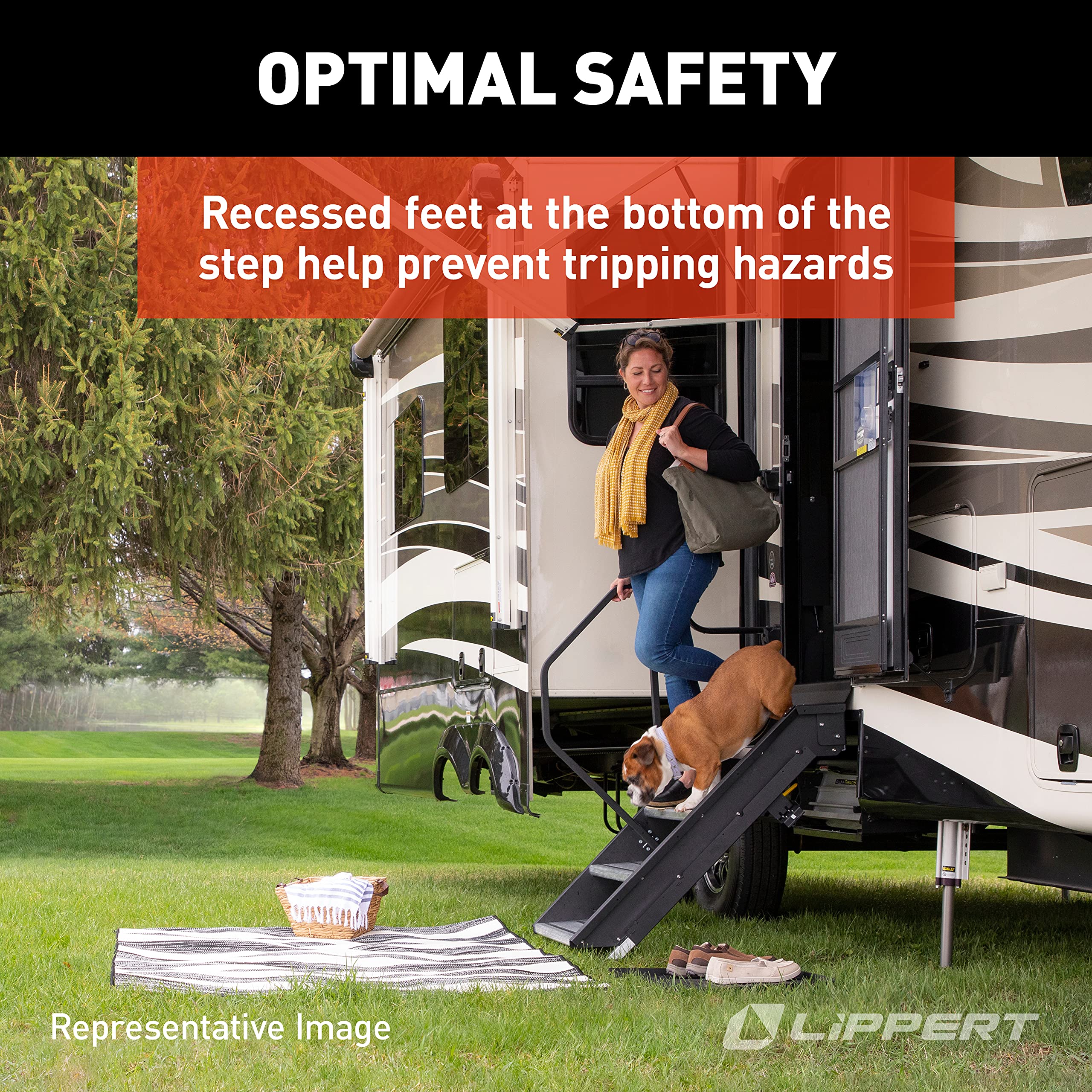 Solid Step Lippert-733932 Double Step for RV and Travel Trailer Entry Doorway, Black, 30-inch