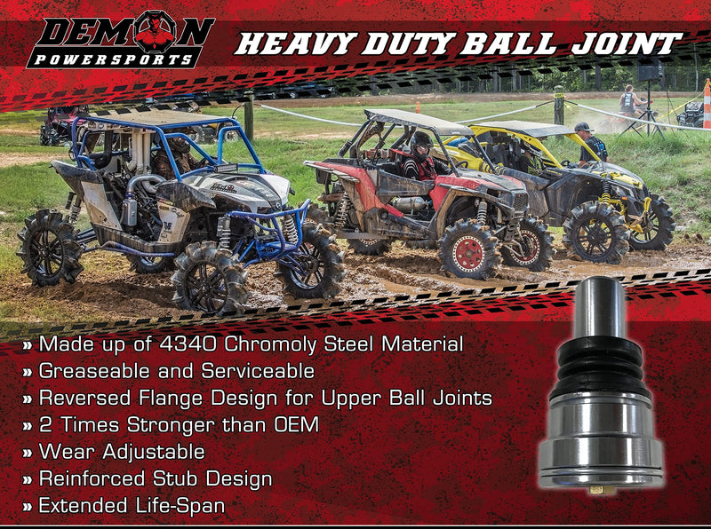 Demon Powersports Heavy Duty Upper Ball Joint for (2019-21) Honda Talon 1000R/1000X, Wear Adjustable & Stronger Reinforced Stub Design, Stronger Than OEM OEM: 51375-HL6-A02