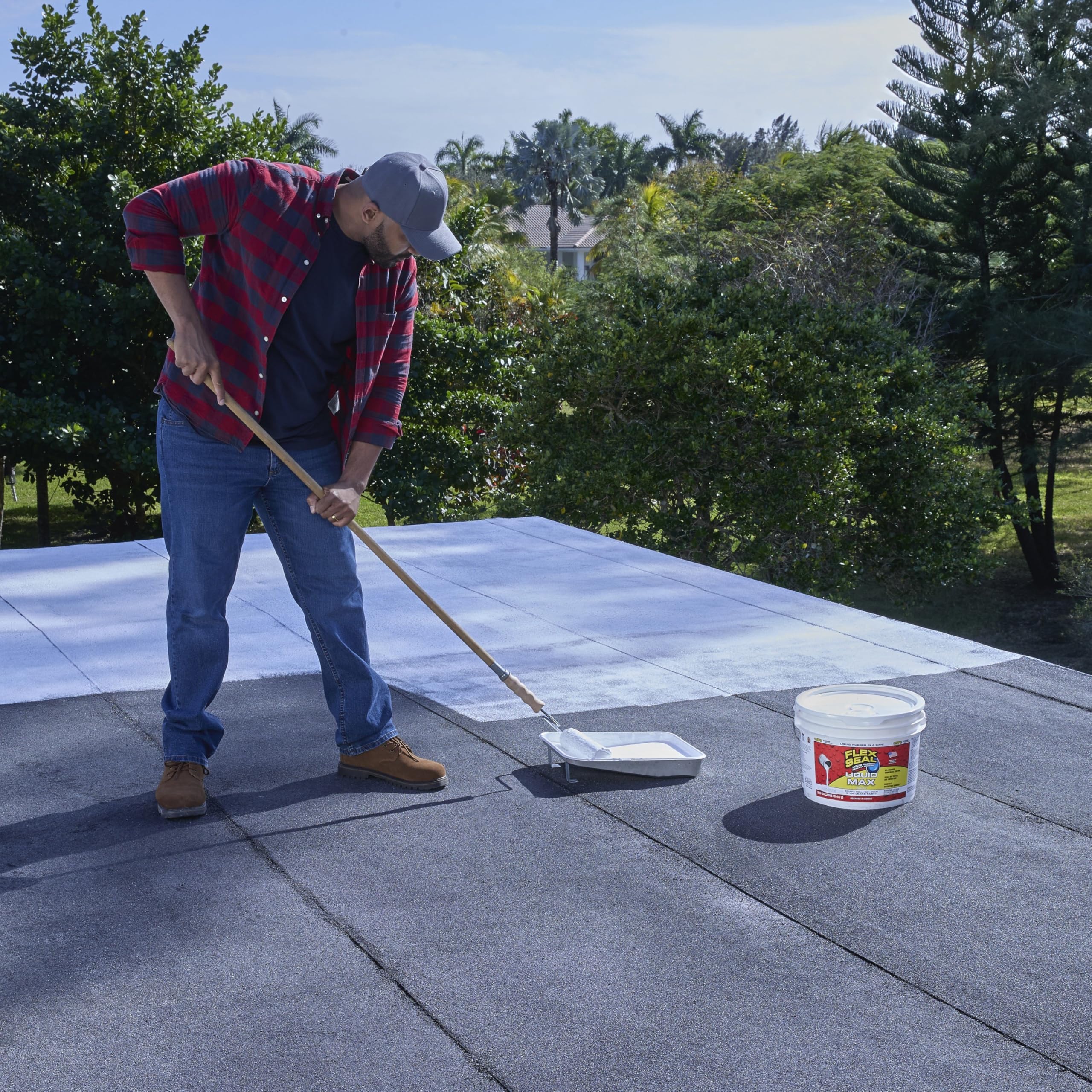 Flex Seal Liquid, Liquid Rubber Coating Sealant, Waterproof, Flexible, Breathable, UV Resistant, Roof Repair, Basements, RV, Campers, Trailers, Marine, EPDM, MAX, White, 2.5 Gallon