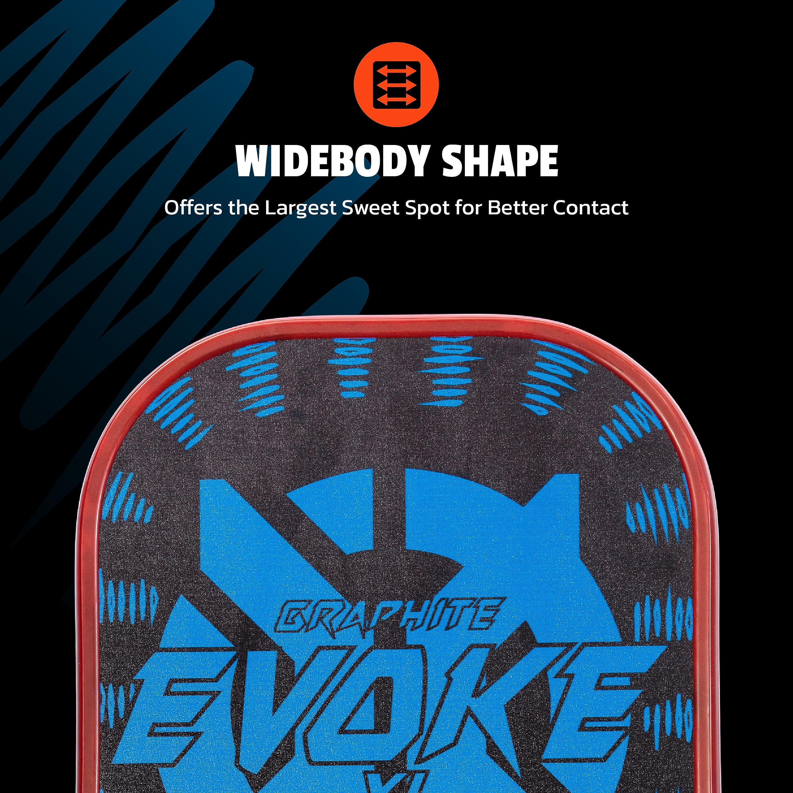Evoke XL Onix Graphite Pickleball Paddle Features Polypropylene Core, Graphite Face, and Oversized Shape, Blue