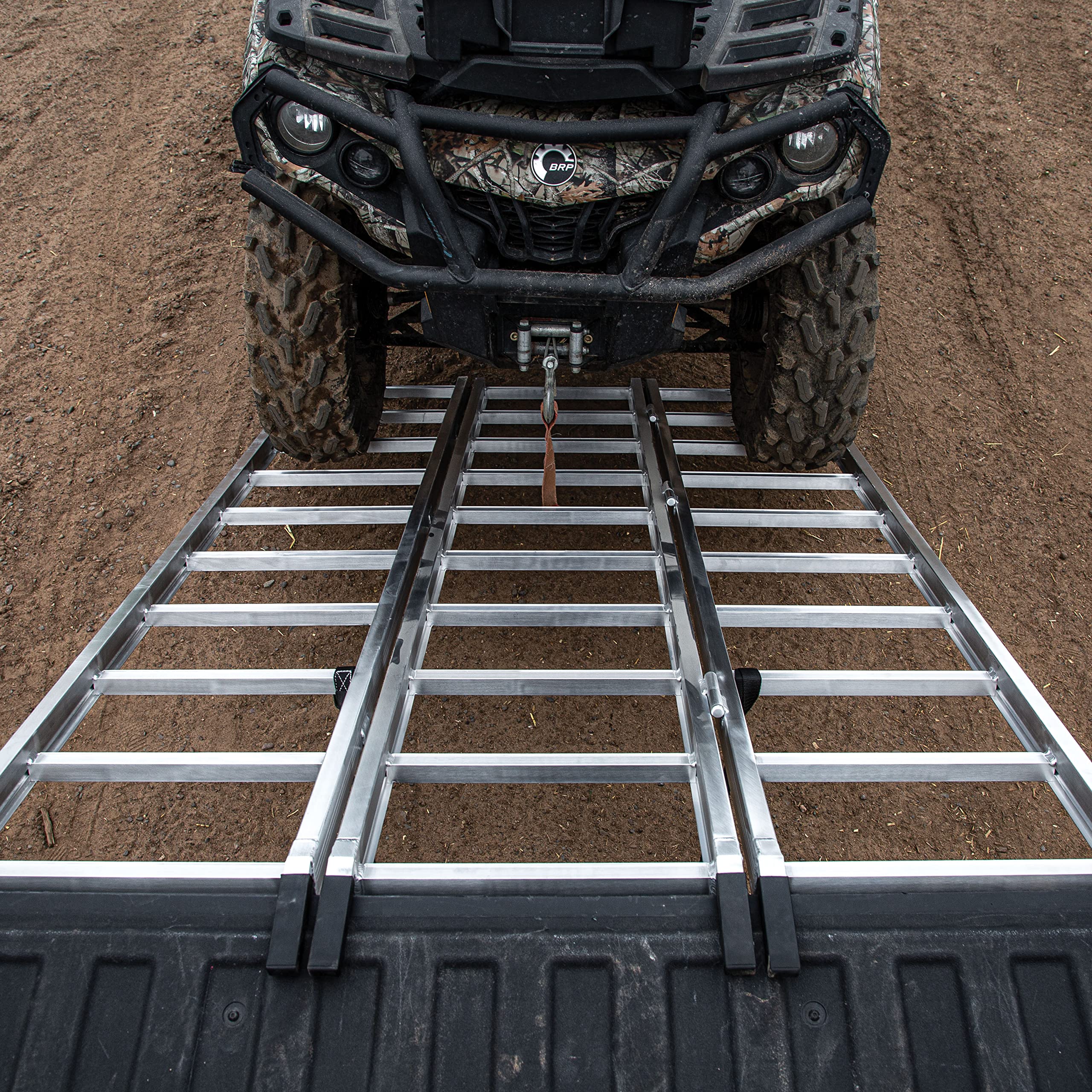 Tri-Fold Yutrax 78-inch XL Aluminum Truck, UTV/ATV Loading Ramps - 1750lb Capacity, silver -TX104