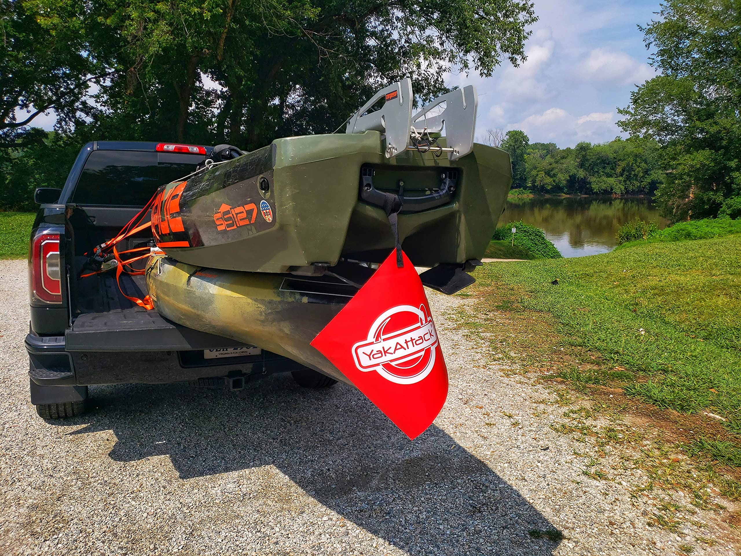 Get Hooked Logo YakAttack Tow Flag | Kayak Safety Flag for Vehicle Transport | Meets Road Visibility Requirements | CSPAI Compliant Vinyl | Easy to Attach | Made in USA