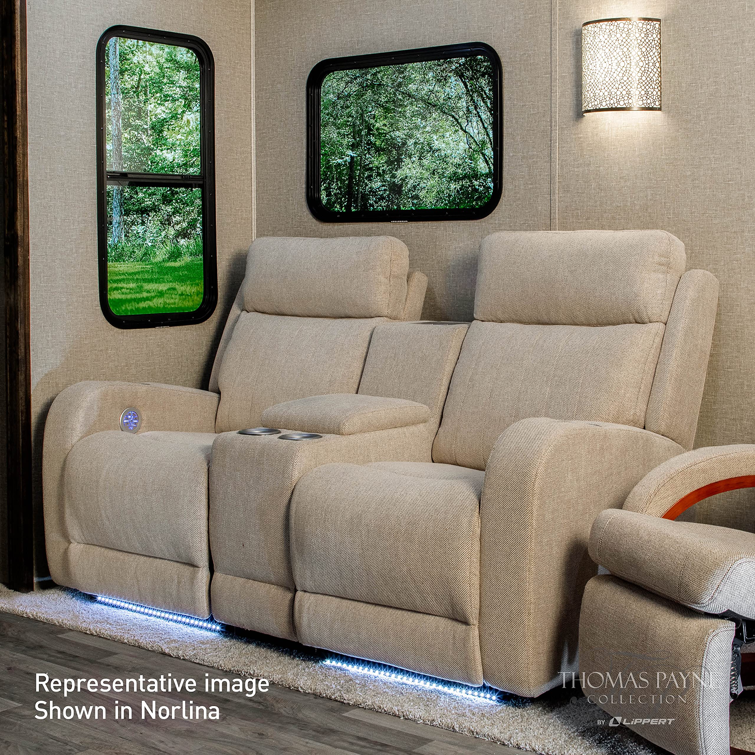 Thomas Payne® Luxury RV Theater Seating Seismic Series Recliner - Left Hand Configuration, Norlina – Remote Control Power Recline, Massage and Lumbar – Power Port Accessory Compatible – 2020129337