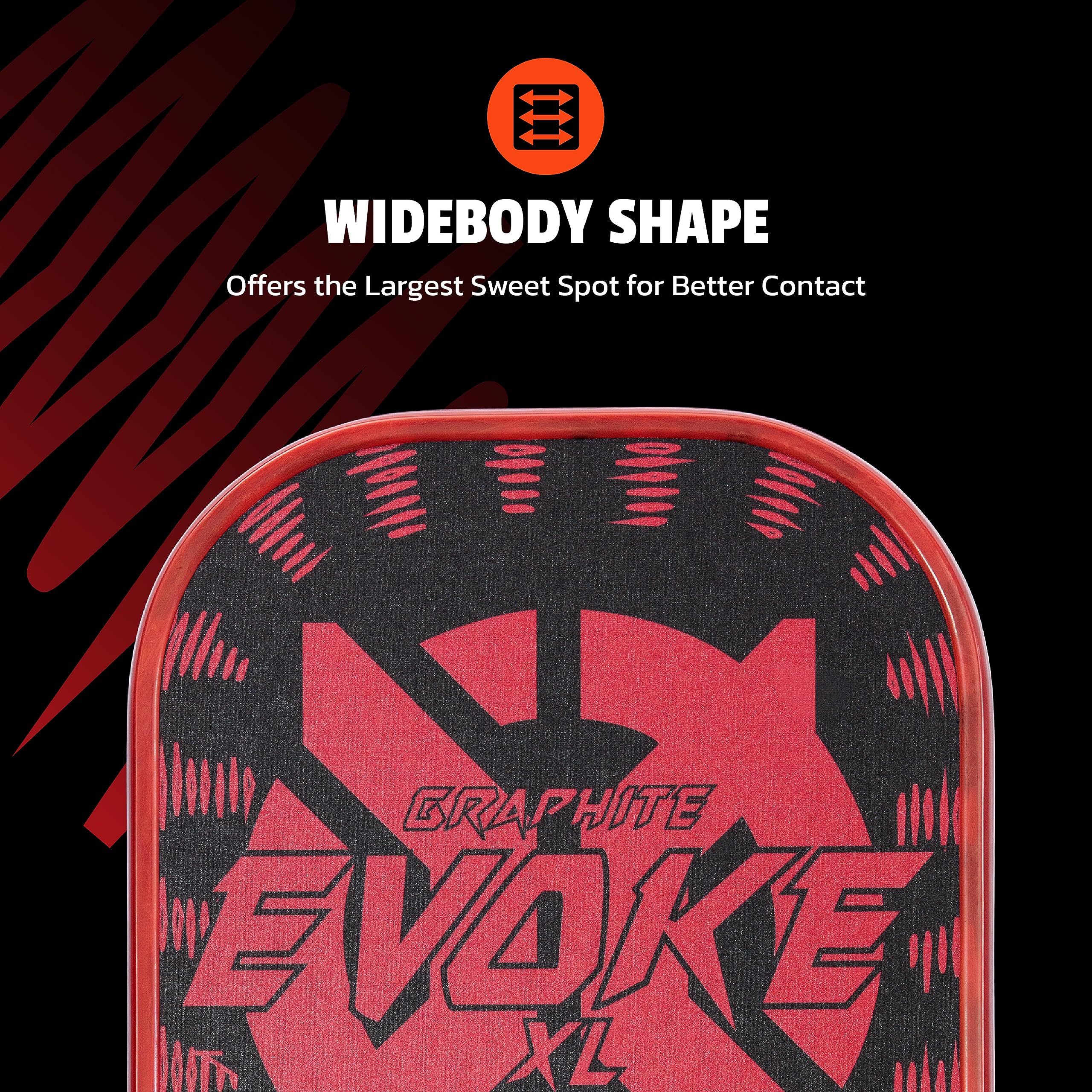 Graphite Onix Evoke XL Pickleball Paddle Features Polypropylene Core, Graphite Face, and Oversized Shape, Red