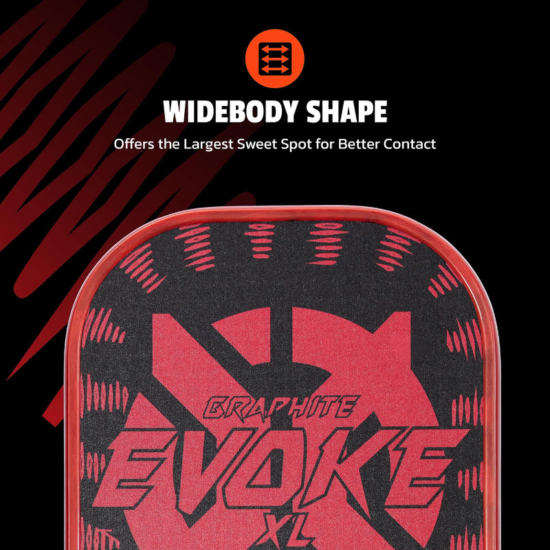 Graphite Onix Evoke XL Pickleball Paddle Features Polypropylene Core, Graphite Face, and Oversized Shape, Red