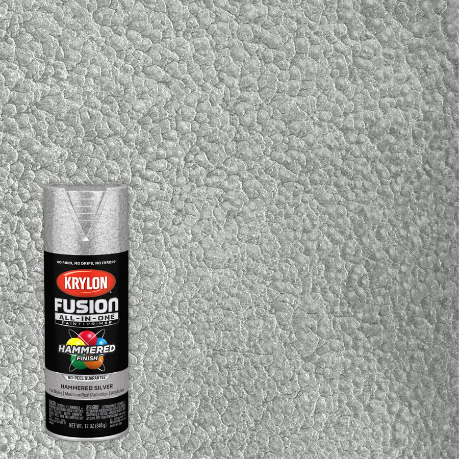 Krylon All-In-One Adhesive Hammered Finish Spray Paint for Use Indoor/Outdoor, 12 oz, Silver