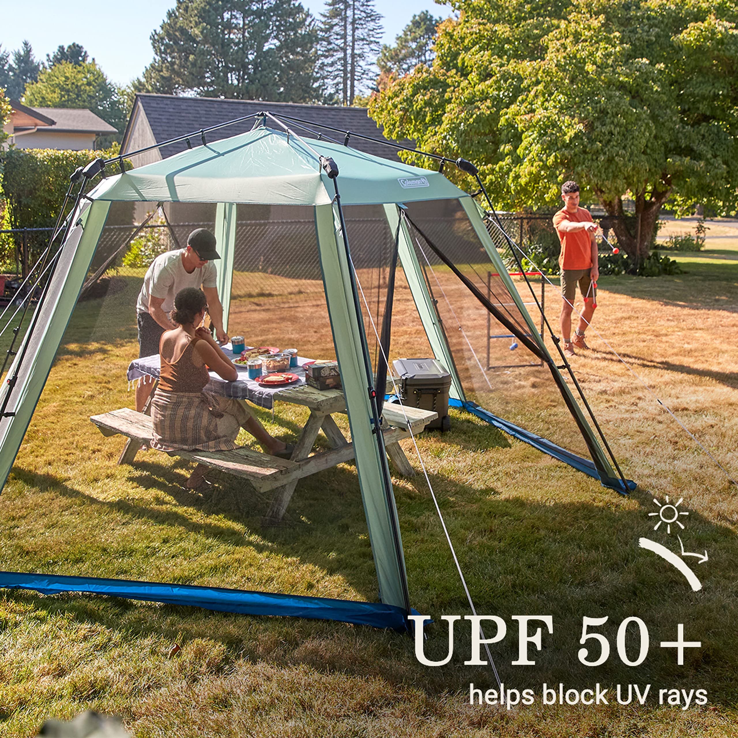 Coleman Portable Skylodge Screenhouse with 1-Minute Setup, Screened Gazebo for Bug-Free Lounging, Outdoor Sun Shade for Picnic, Events, Parties, Camping, & More