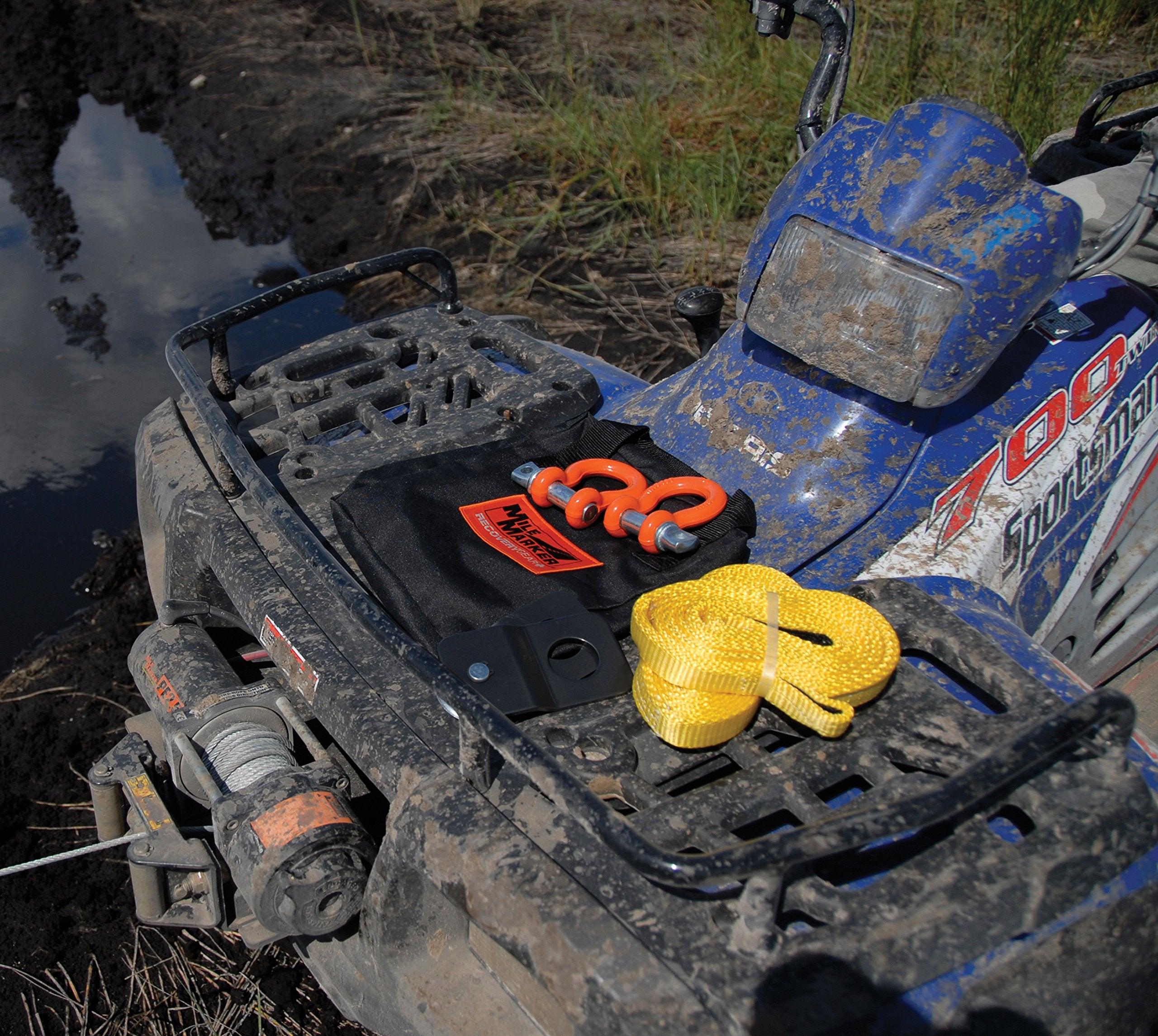 Mile Marker PE2.5 77-50105BW ATV UTV Side by Side Electric Winch with 3/16” x 42’ Steel Cable - 2500 Pound Capacity - Fully Sealed, Submersible, Water, Mud & Snow Proof