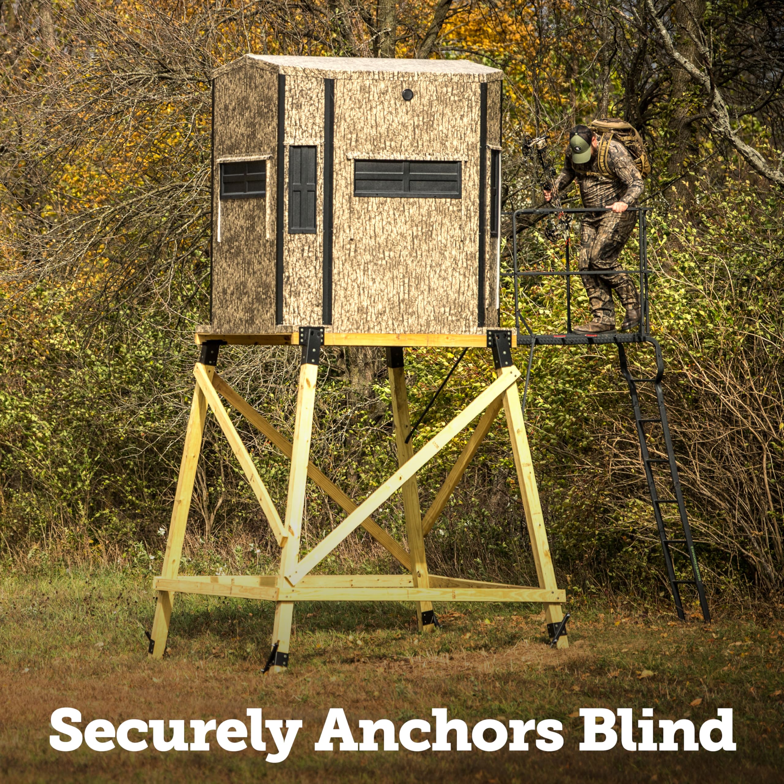 Lock-N-Load Elevators USA-Made Ground Anchoring System, Use with Pre-Built and DIY Hunting Blinds and More, Hunter Accessories
