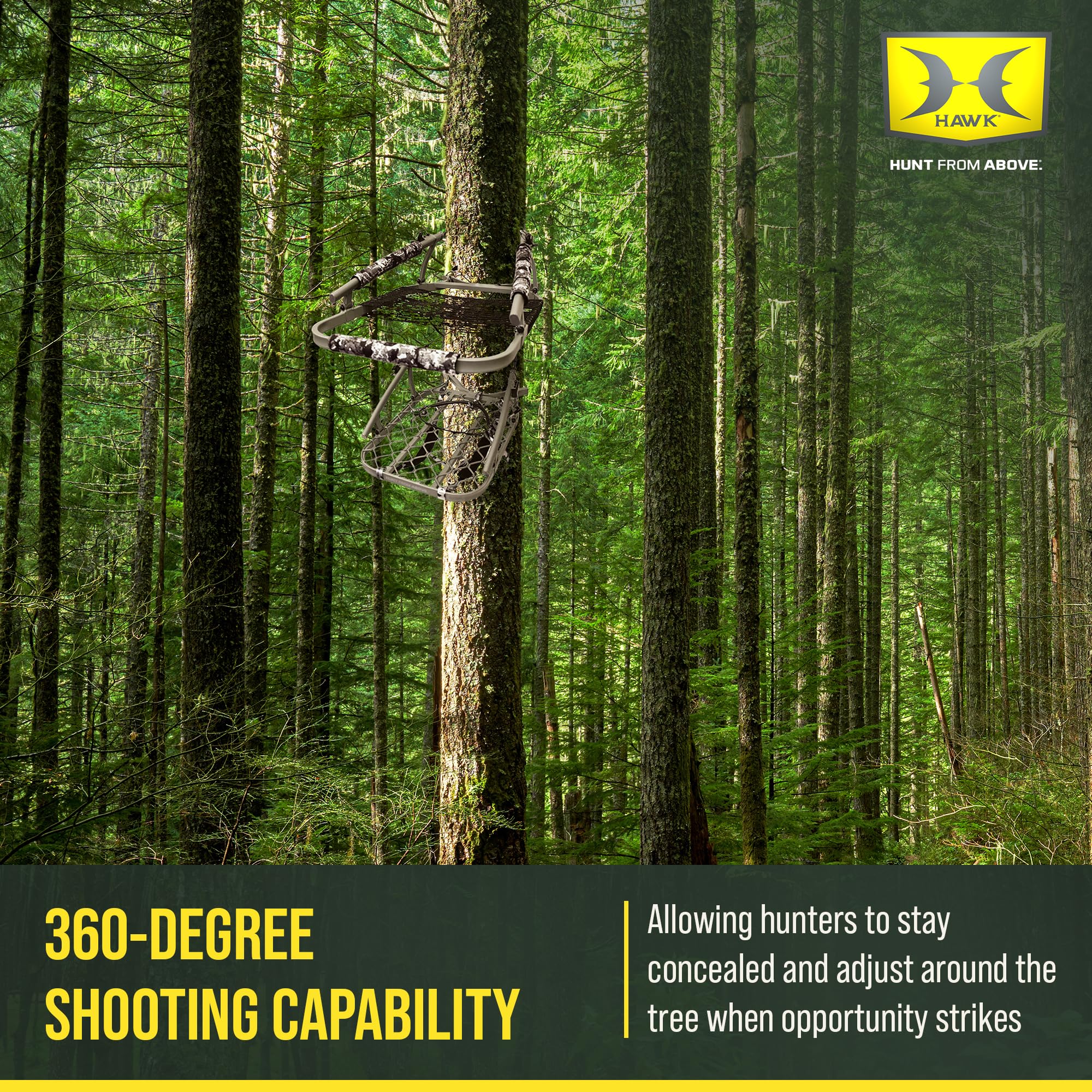 Ultra-Lite Hawk Climber, Hang-On Tree Stand Hunting Gear with Memory Foam Seat, All-Welded Platform, Foot Rest for Mobile Hunters, 38.75 x 23.25 Inch