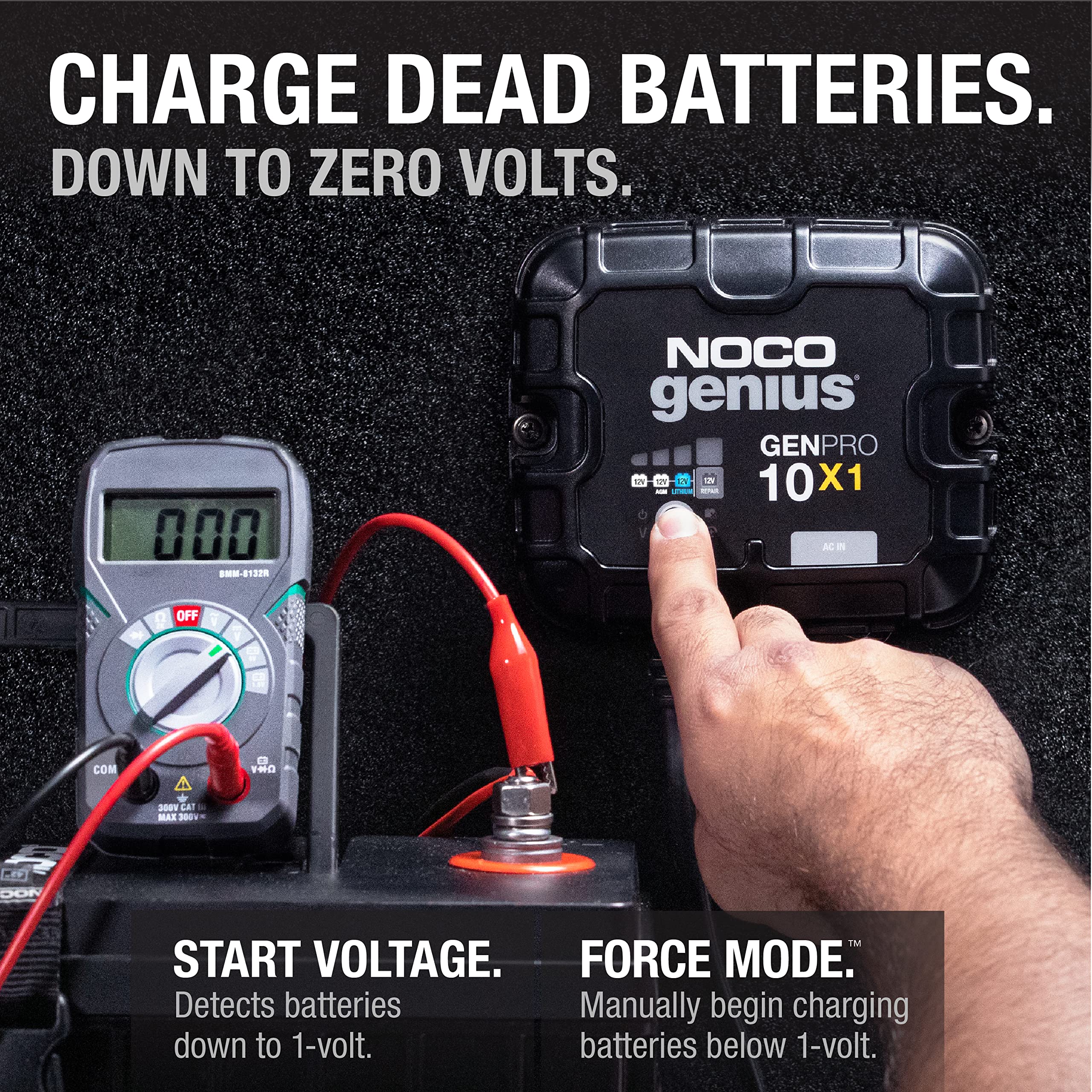 GENPRO10X1 NOCO Genius: 1-Bank, 10A Onboard Battery Charger - 10A Per Bank, 12V Waterproof Marine Charger with Overcharge Protection & Temperature Compensation – for Lead-Acid & Lithium Batteries