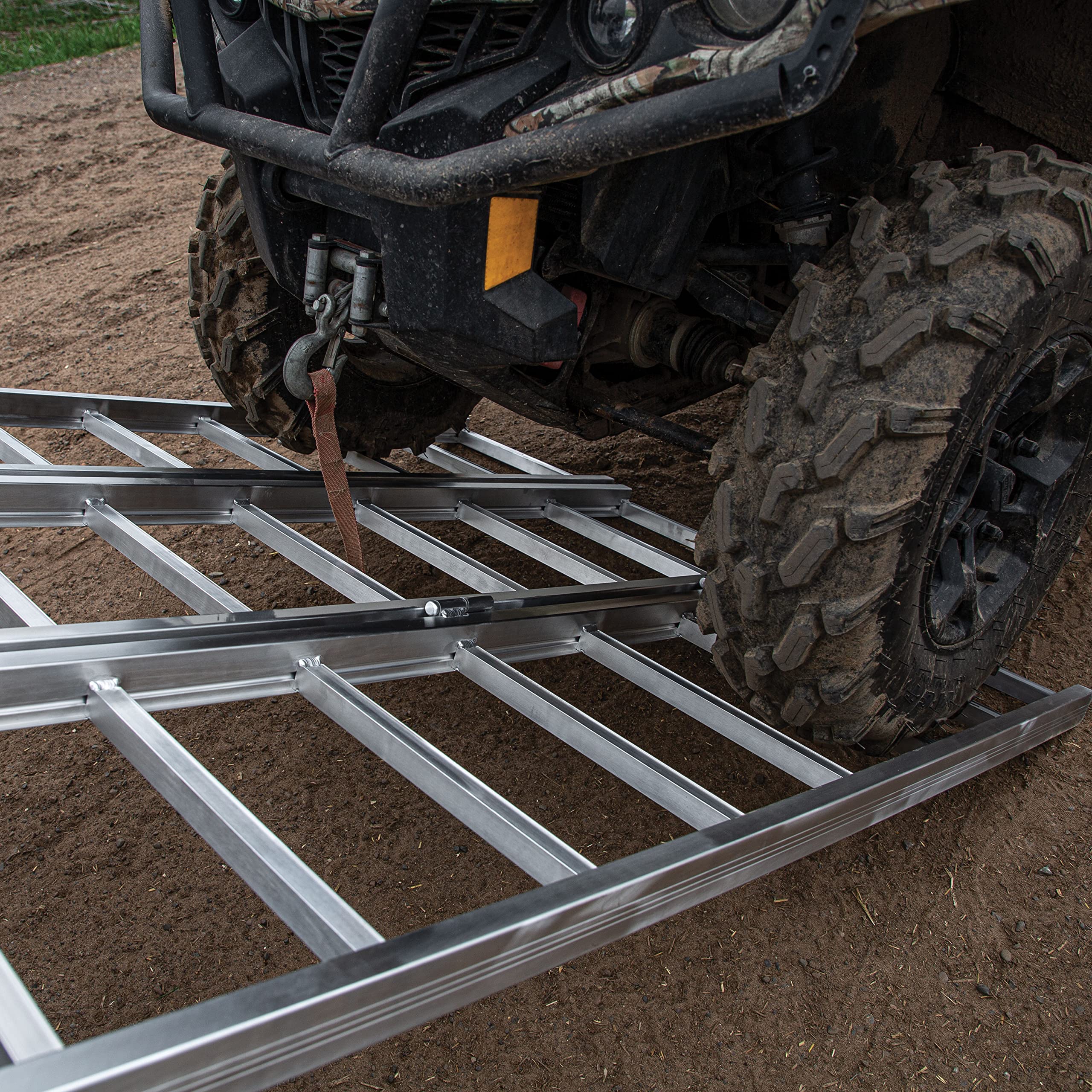 Tri-Fold Yutrax 78-inch XL Aluminum Truck, UTV/ATV Loading Ramps - 1750lb Capacity, silver -TX104
