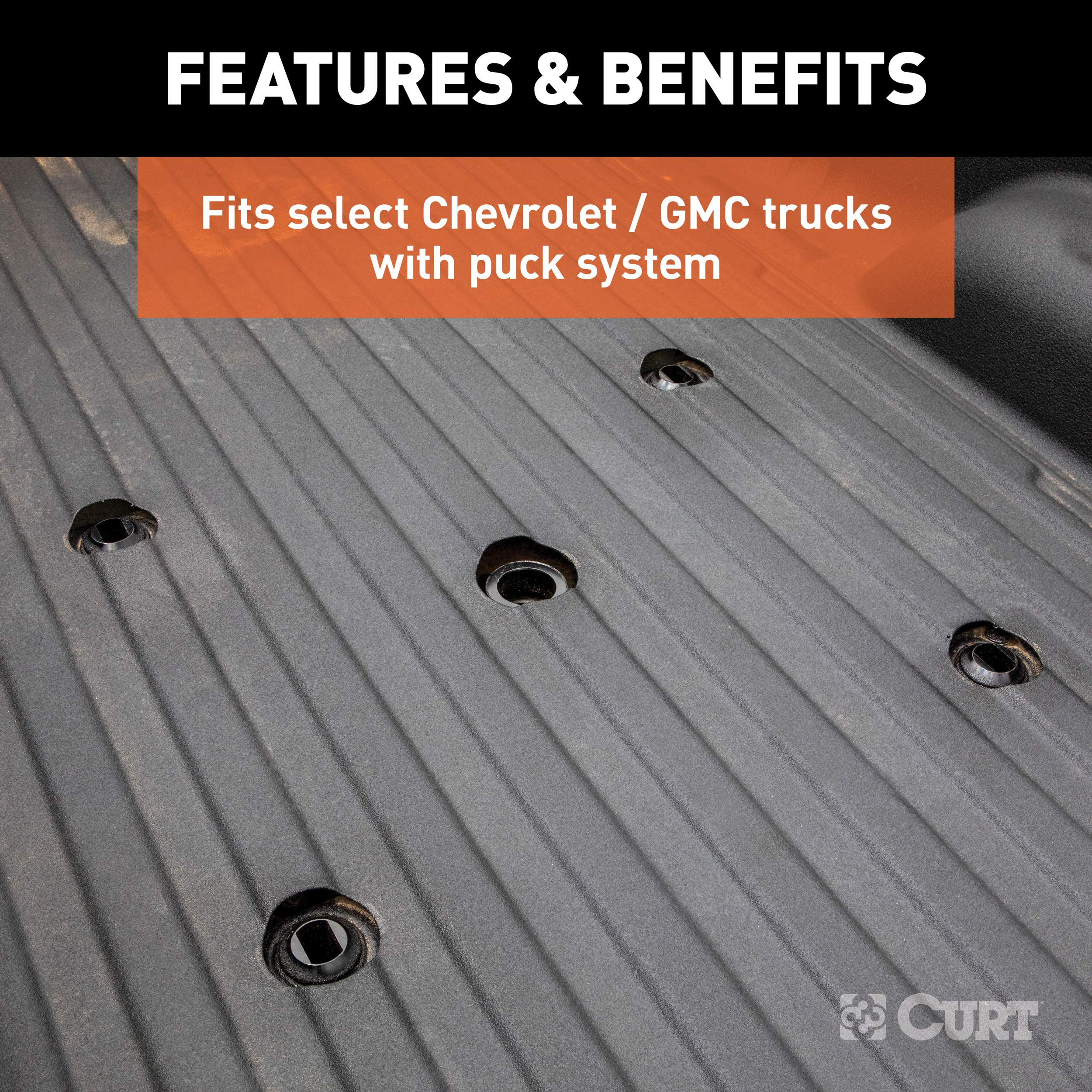 CURT 16027 Silverado Replacement, Sierra 2500, 3500, Ford F250, F350 Puck System 5th Wheel Adapter with Standard Rails, 25,000 lbs