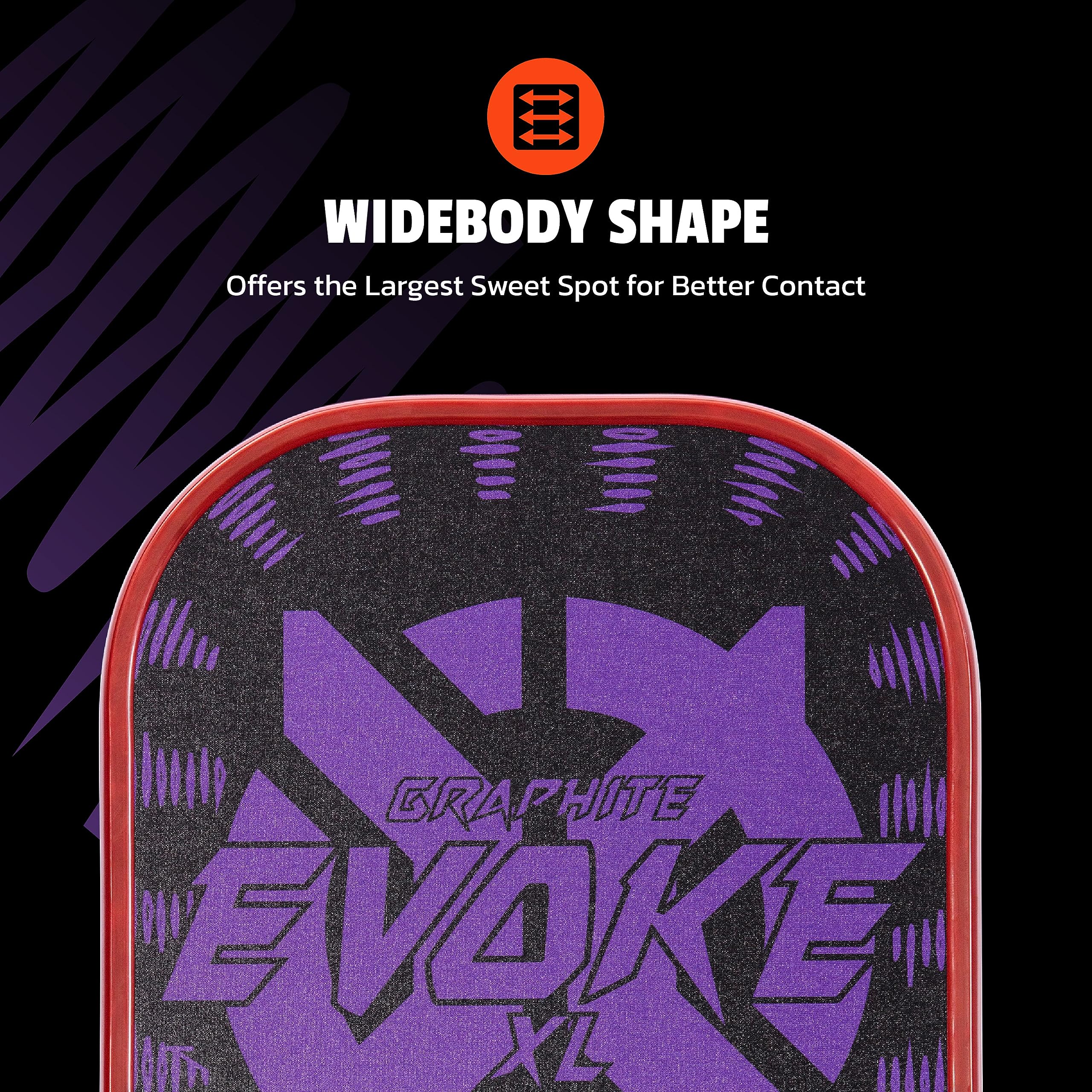 Evoke XL Onix Graphite Pickleball Paddle Features Polypropylene Core, Graphite Face, and Oversized Shape, Purple