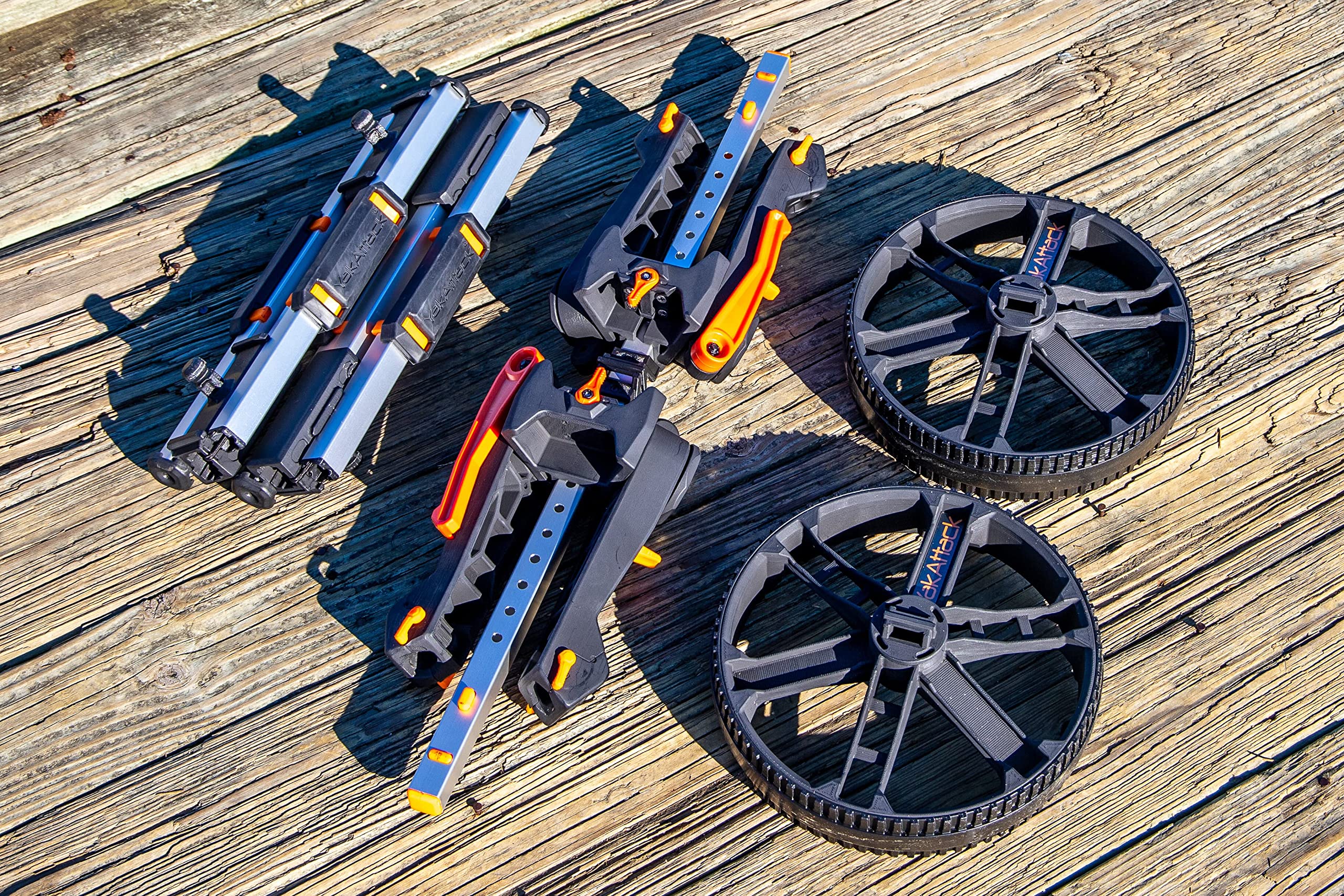 YakAttack BarCart TowNStow | Universal Kayak Dolly Cart with Adjustable Bunk Pads | Fold to Fit in-Hull | Heavy Duty Wheels for Rough Terrain | Tool-Free Setup | Transport Carrier for Canoes & SUPs