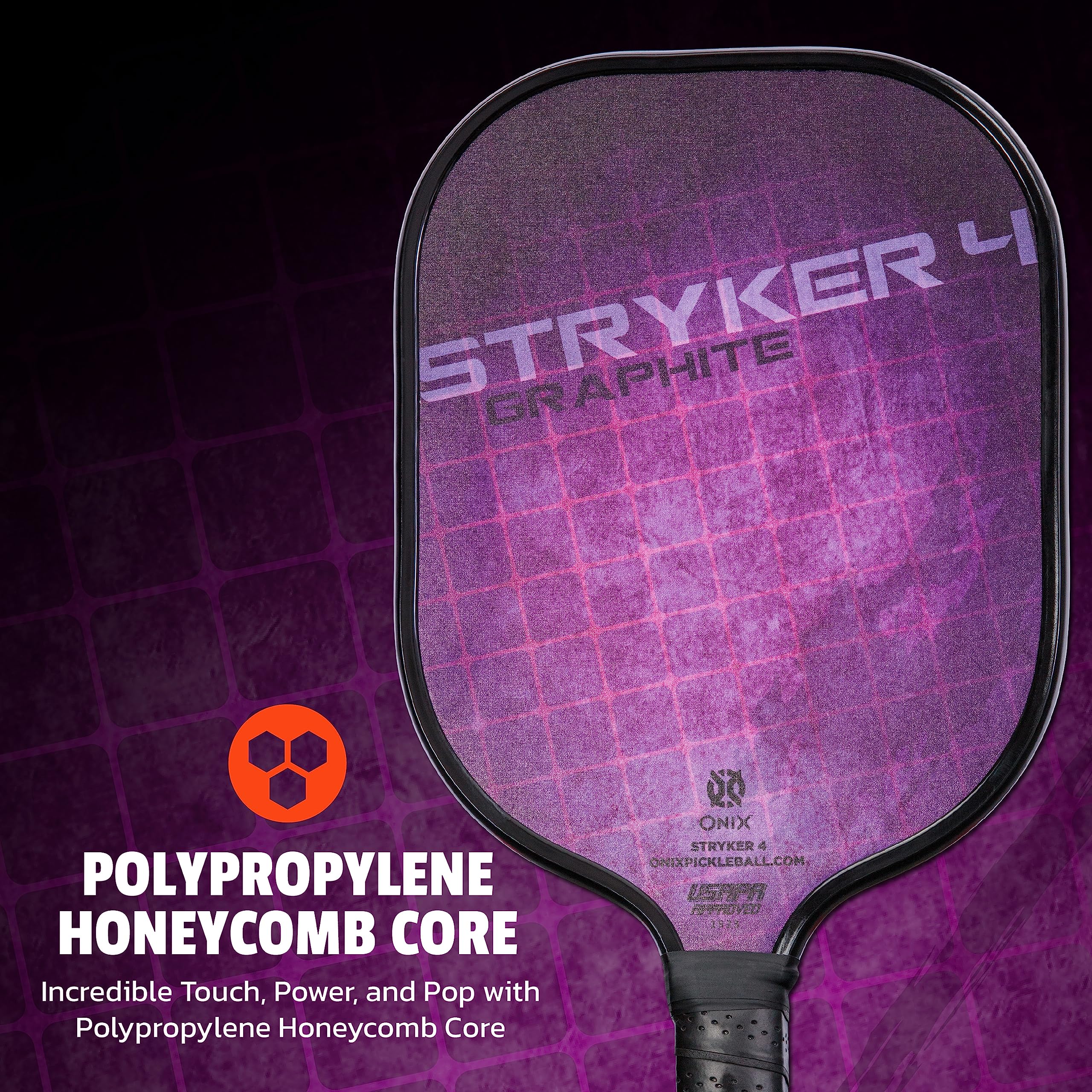 Onix Stryker Graphite Pickleball Paddle Features Oversized, Nomex, Paper Honeycomb Core, and Graphite Face