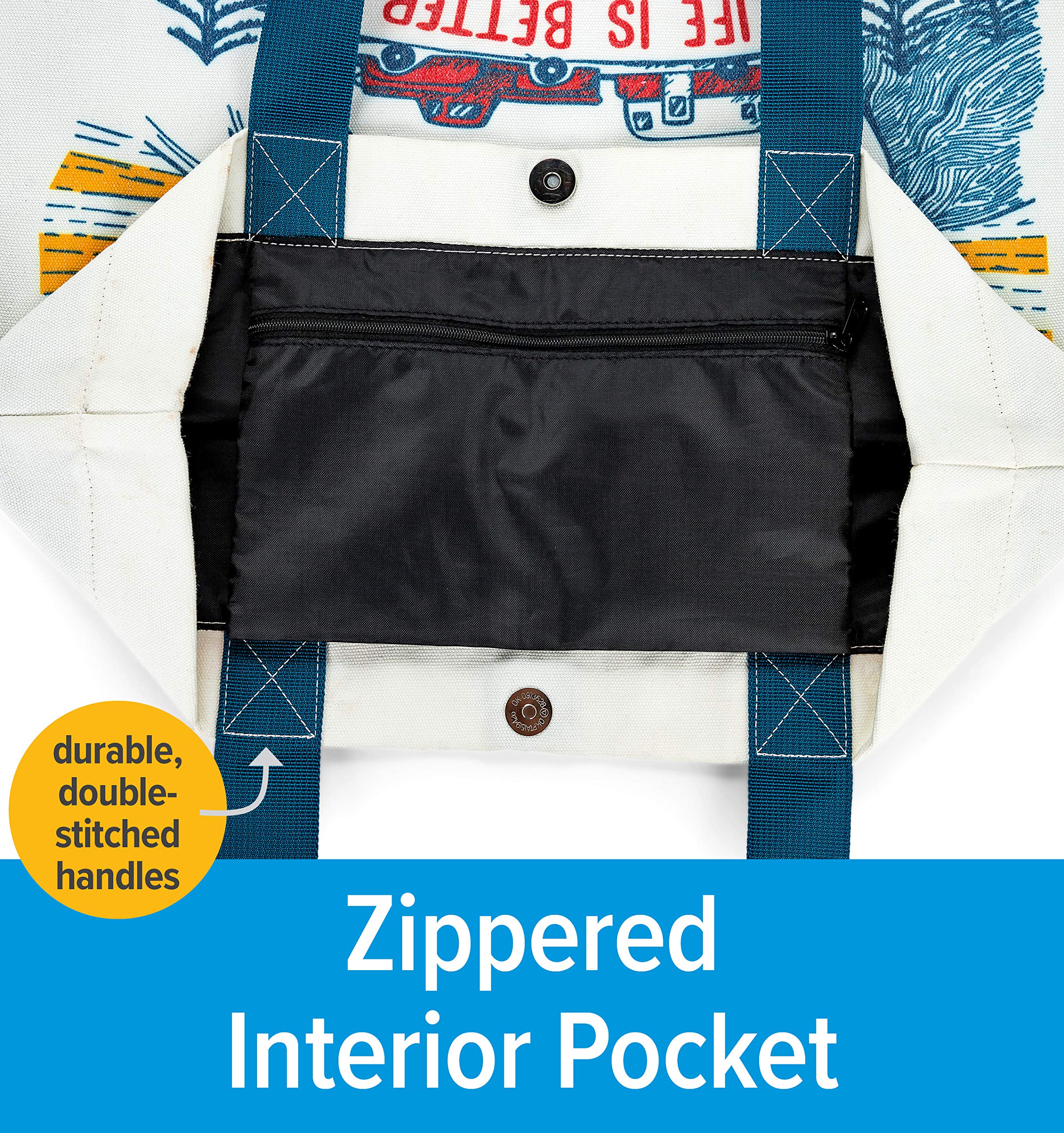 Canvas Tote Camco Life is Better at The Campsite | Features a Magnetic Closure and an Unique Sunrise Design | (53268)