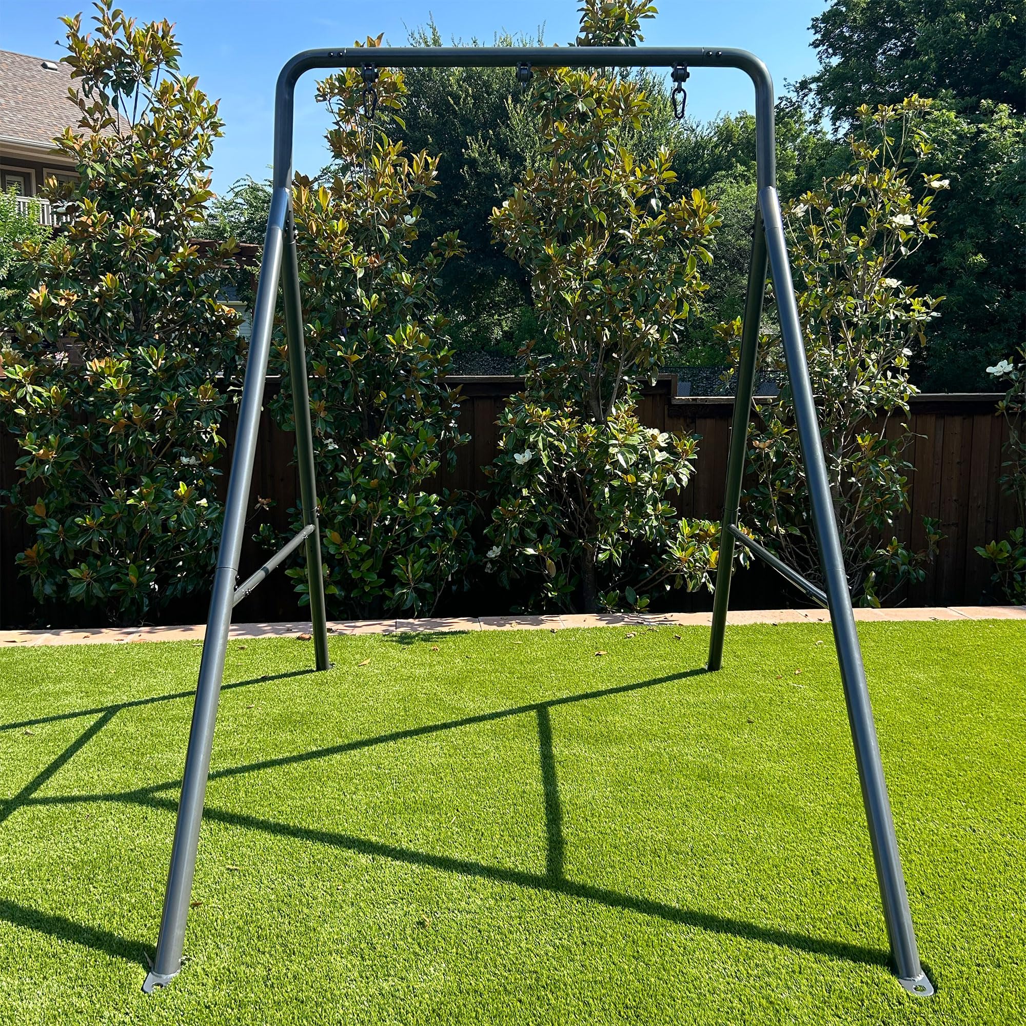 TitanFlex gobaplay Single Swing Set Frame, 6.7ft x 8.4ft Modular Metal Swingset - Outdoor & Backyard Playground Equipment for Kids (Frame Only)